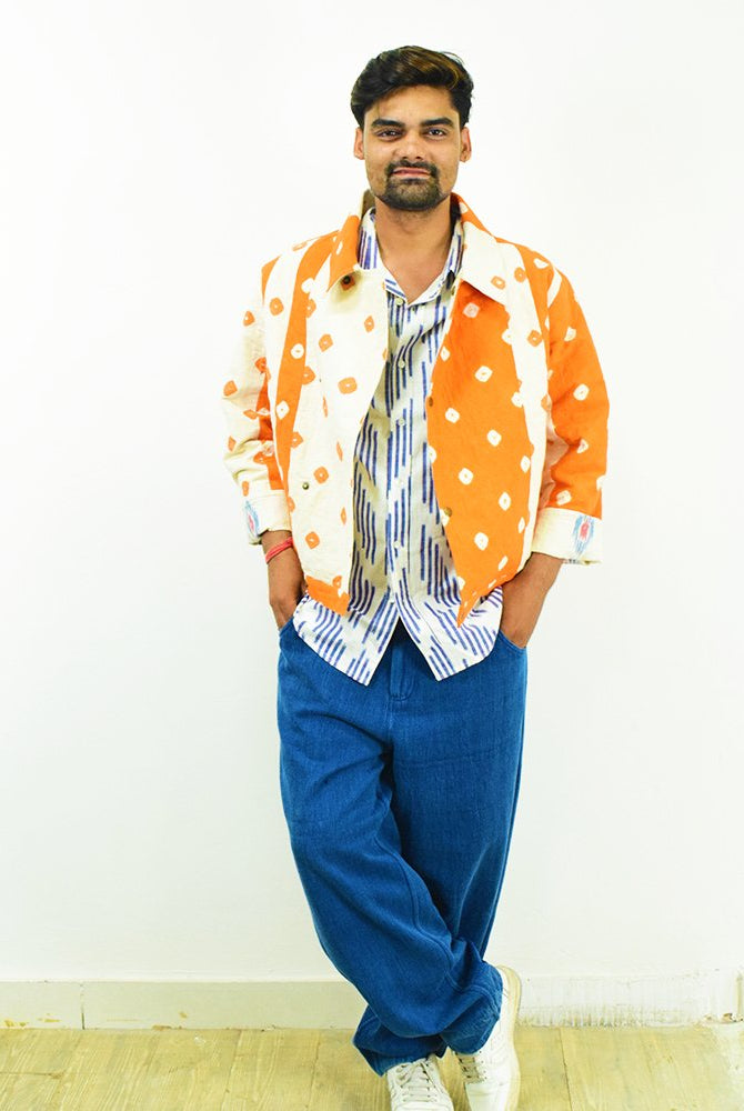 Organic Tie and Dye Orange Jacket - CiceroniJacketsSonica Sarna