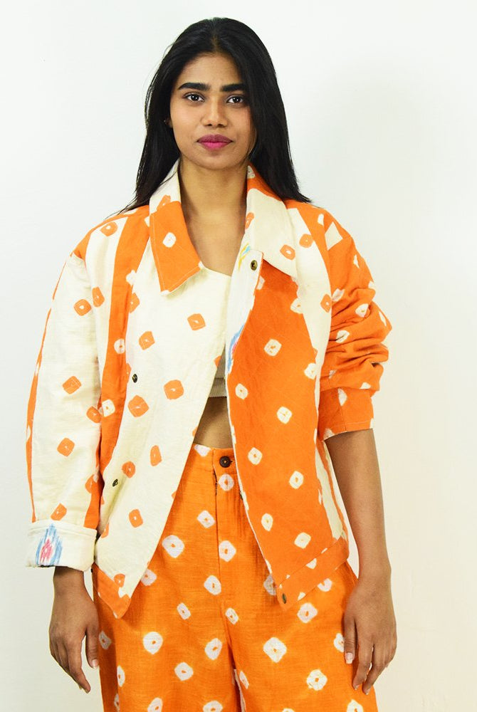 Organic Tie and Dye Orange Jacket - CiceroniJacketsSonica Sarna