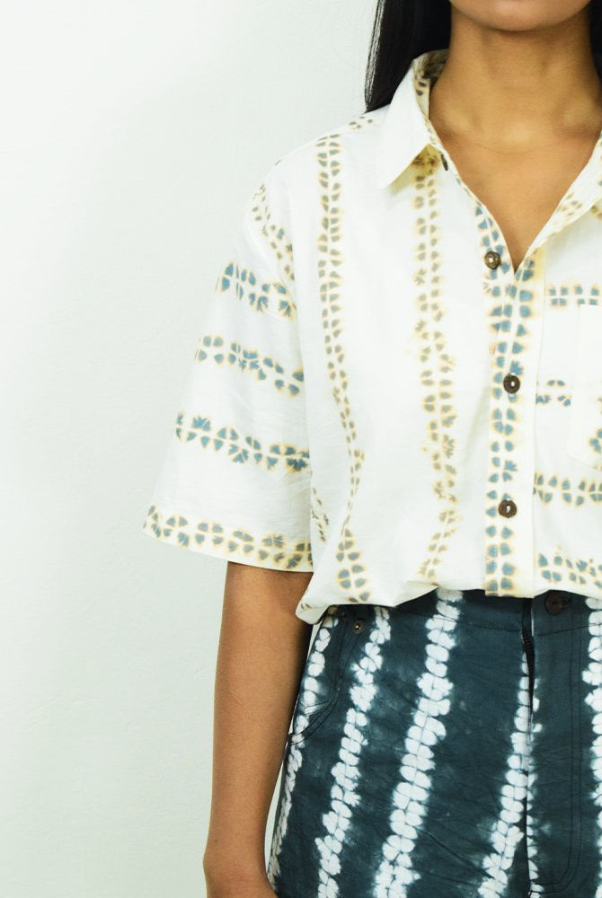 Organic Tie and Dye White Half Sleeve Shirt - CiceroniUnisex ShirtsSonica Sarna