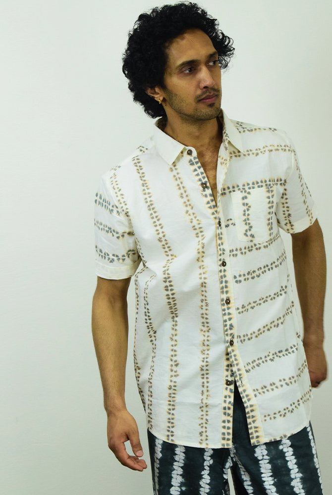 Organic Tie and Dye White Half Sleeve Shirt - CiceroniUnisex ShirtsSonica Sarna