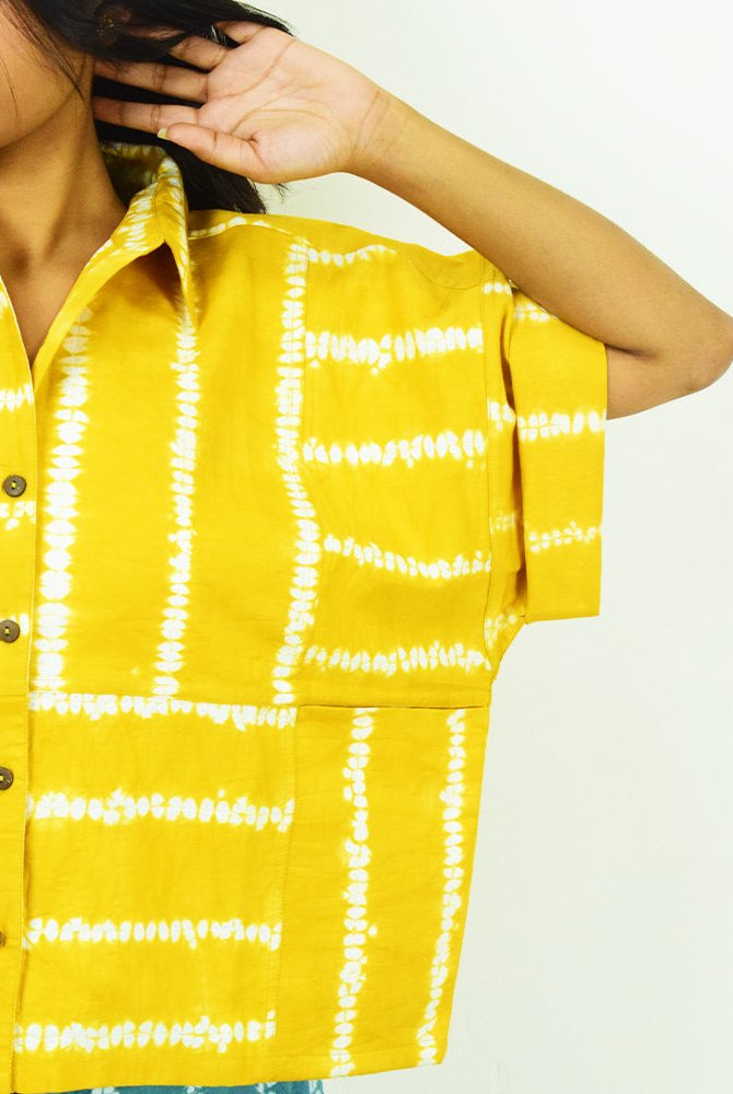 Organic Tie and Dye Yellow Kimono Top - CiceroniWomen ShirtsSonica Sarna