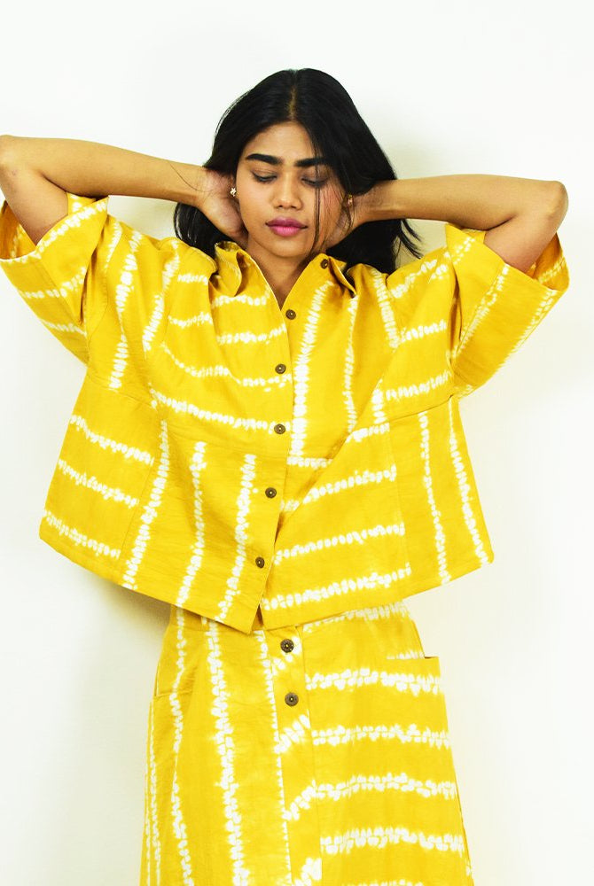 Organic Tie and Dye Yellow Kimono Top - CiceroniWomen ShirtsSonica Sarna
