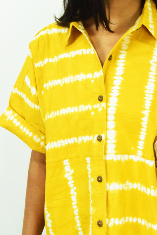 Organic Tie and Dye Yellow Kimono Top - CiceroniWomen ShirtsSonica Sarna