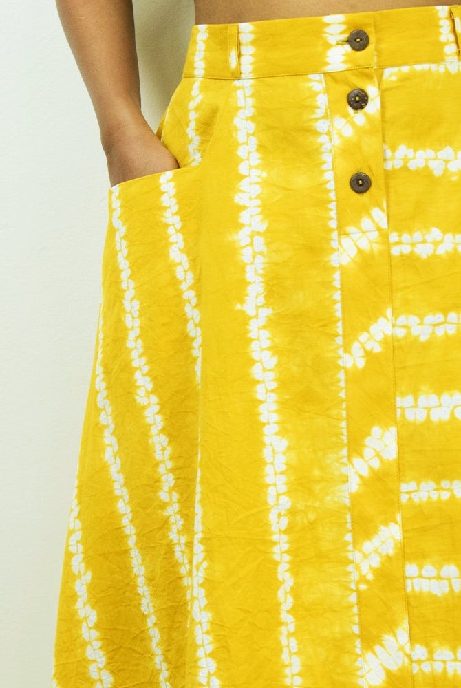 Organic Tie and Dye Yellow Skirt - CiceroniSkirtsSonica Sarna