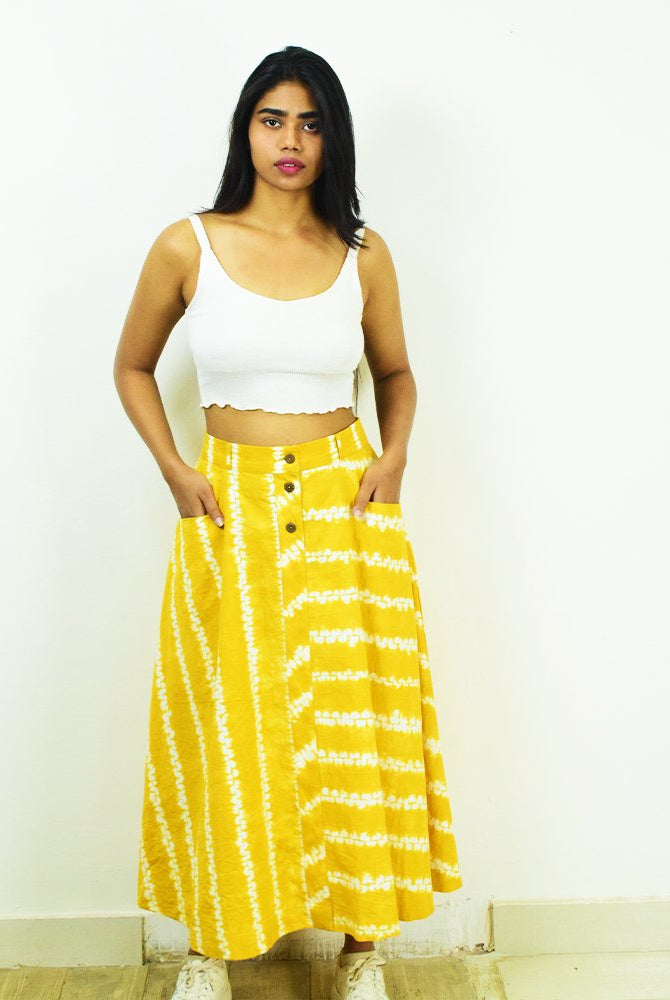 Organic Tie and Dye Yellow Skirt - CiceroniSkirtsSonica Sarna