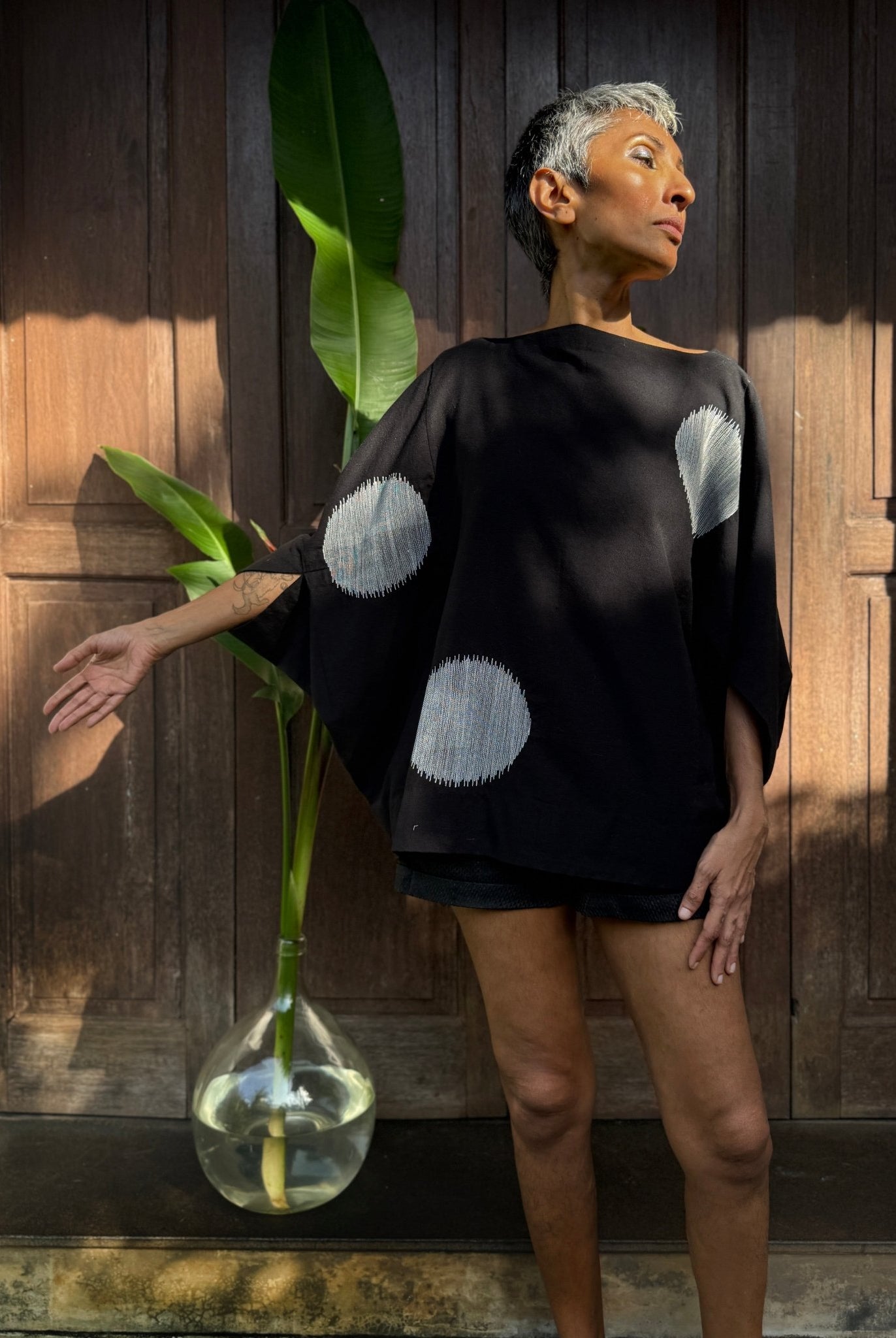 Origami Polka Black Top - CiceroniTopsChiu