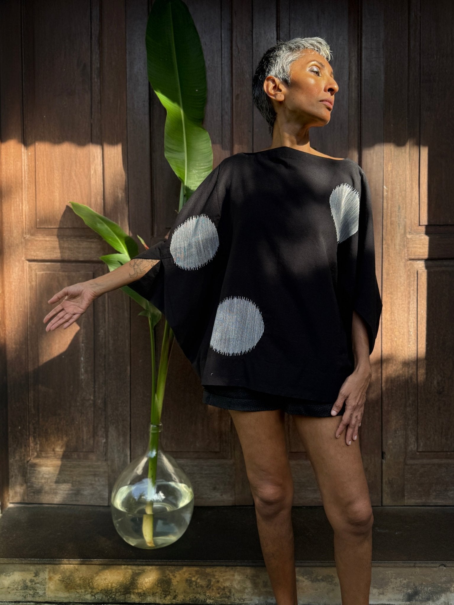 Origami Polka Black Top - CiceroniTopsChiu