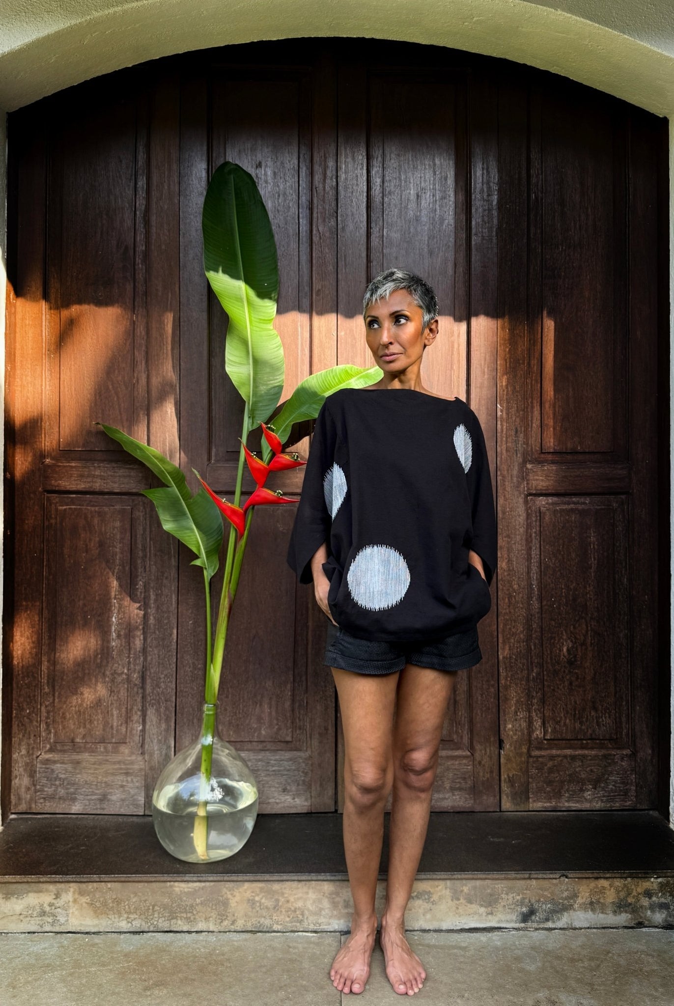 Origami Polka Black Top - CiceroniTopsChiu