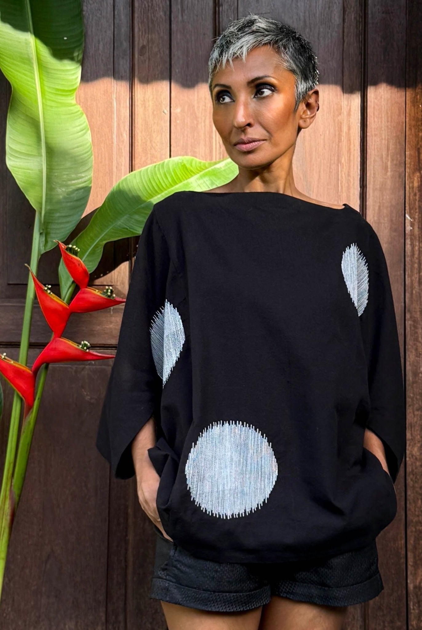 Origami Polka Black Top - CiceroniTopsChiu