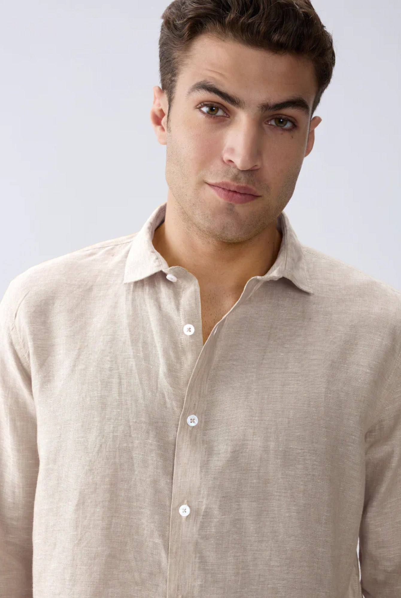 Origin Beige Classic Shirt 100% Pure Linen - CiceroniMen Shirtsbhrāta