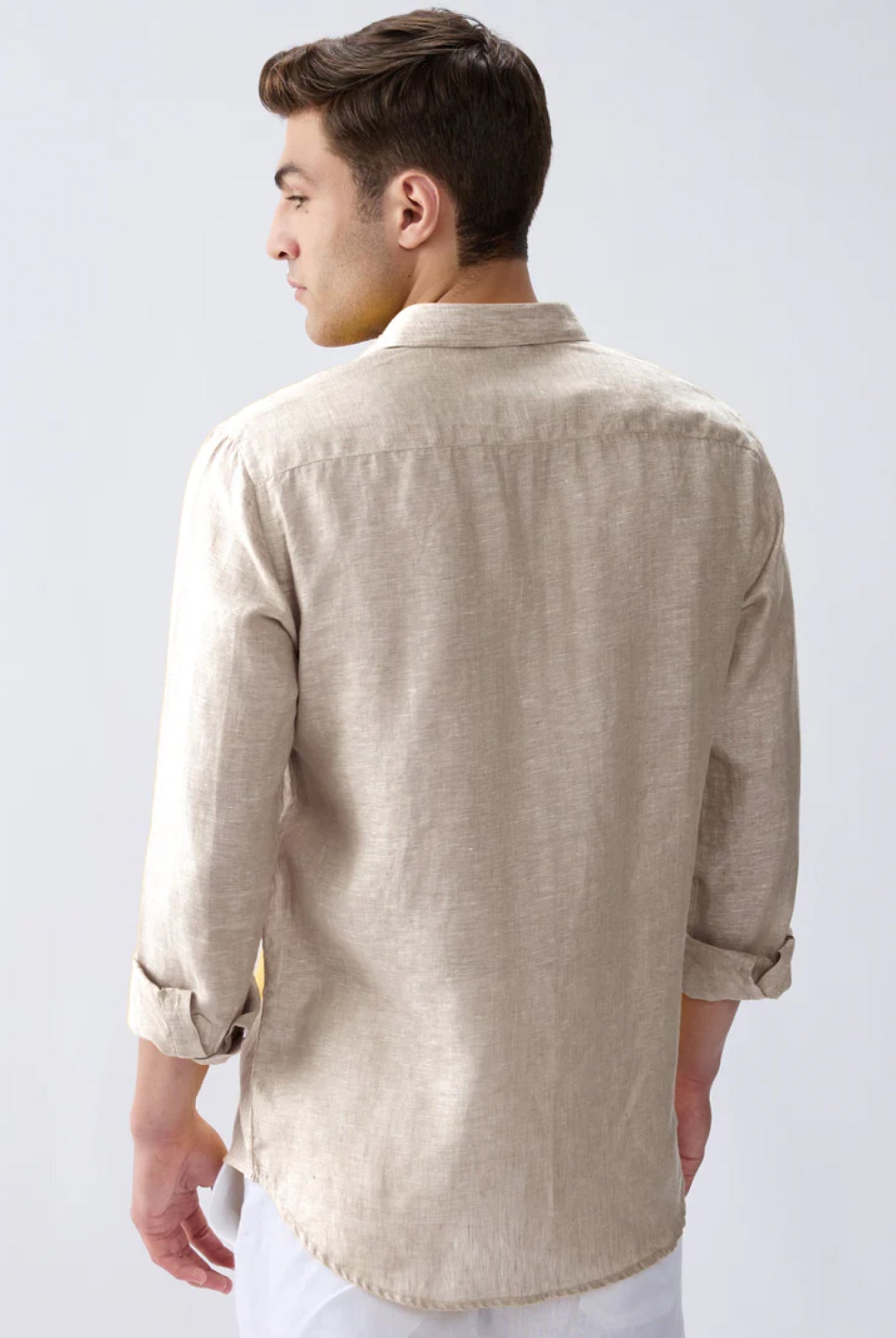 Origin Beige Classic Shirt 100% Pure Linen - CiceroniMen Shirtsbhrāta