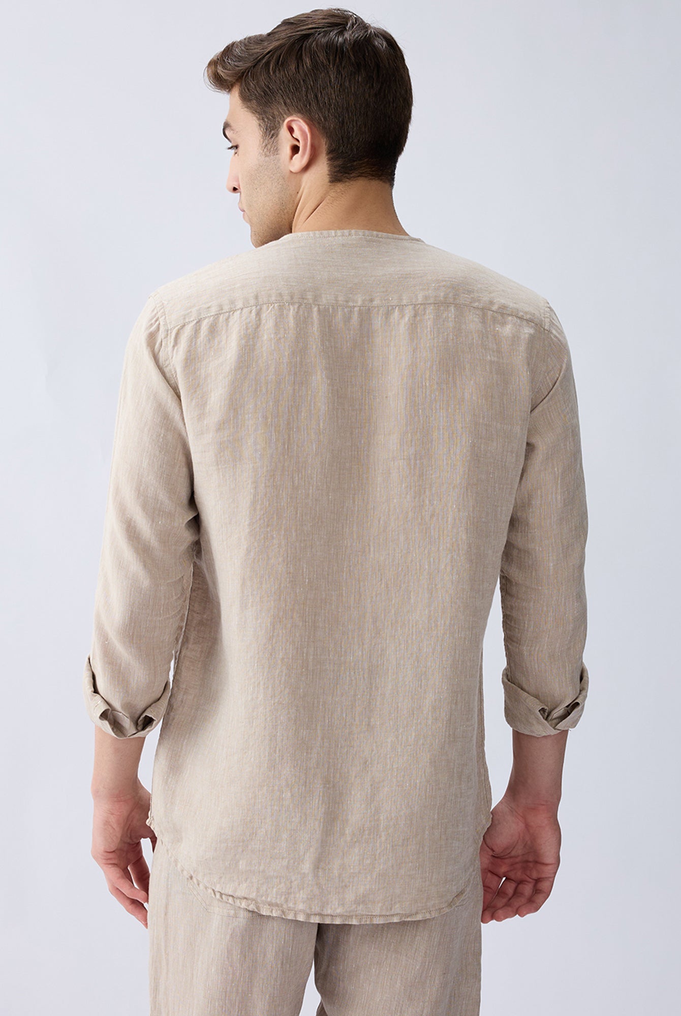 Origin Beige Placket Shirt 100% Pure Linen - CiceroniMen Shirtsbhrāta
