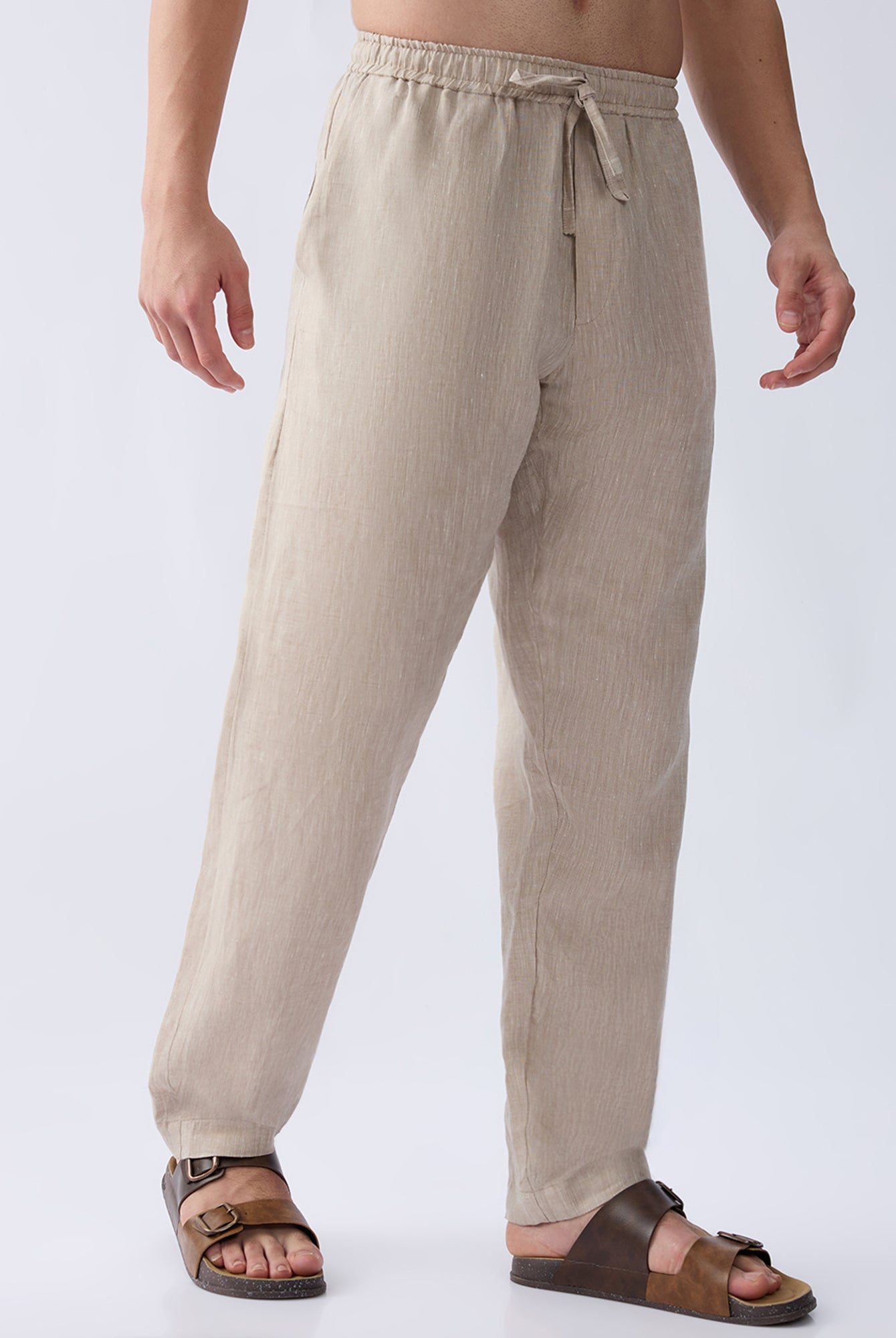 Origin Beige Relaxed 100% Pure Linen Pants - CiceroniPantsbhrāta
