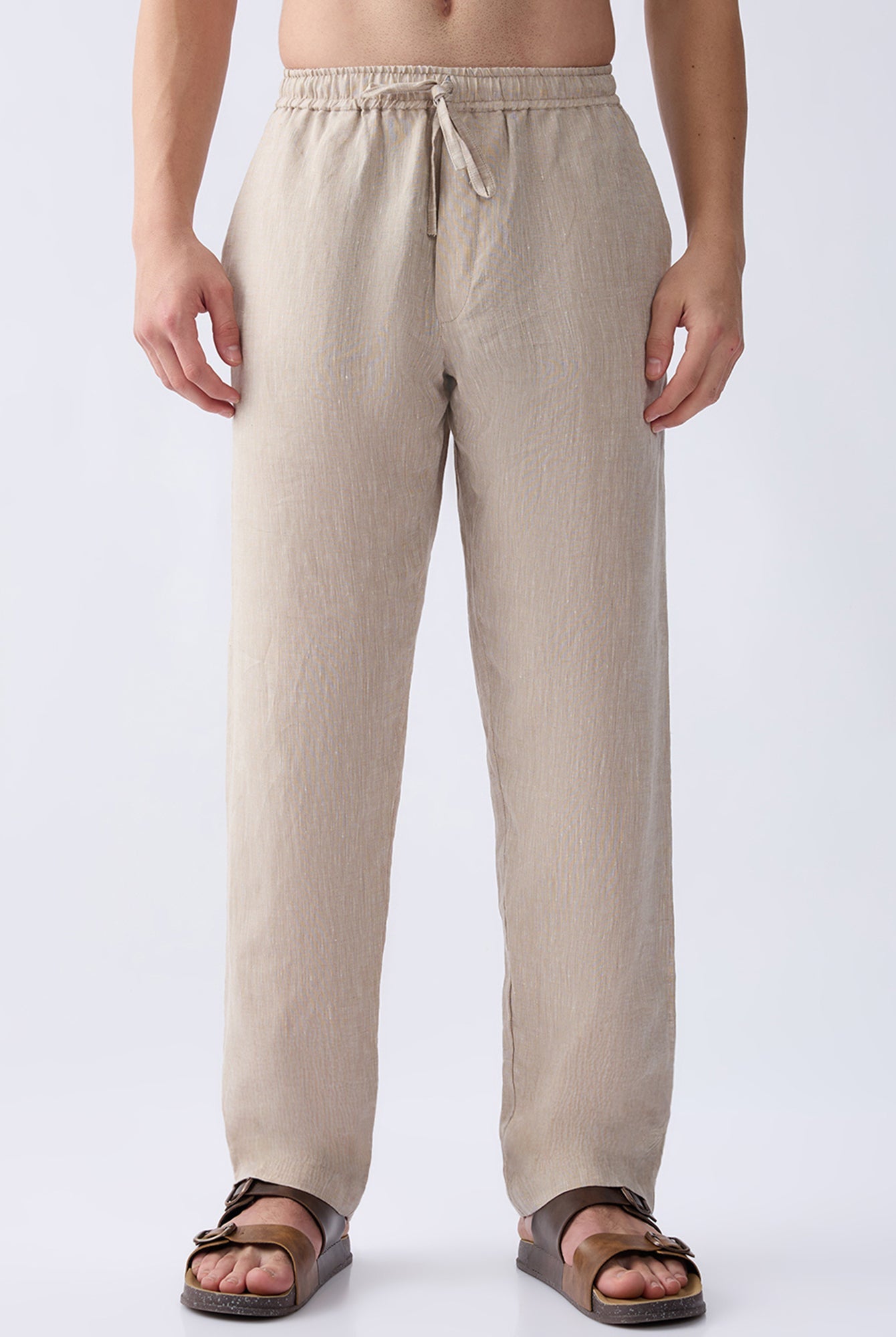 Origin Beige Relaxed 100% Pure Linen Pants - CiceroniPantsbhrāta
