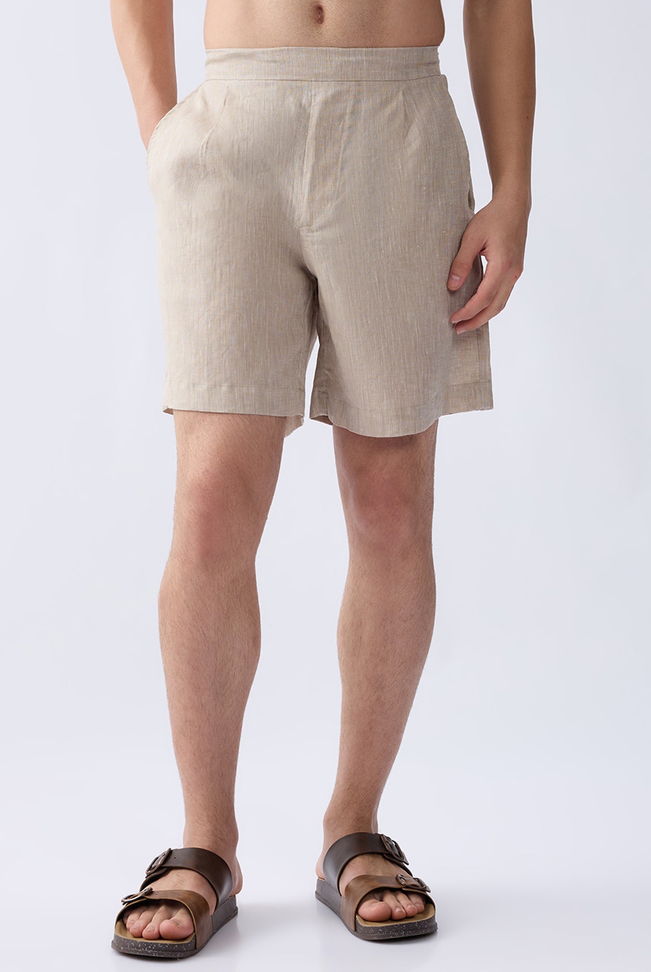 Origin Beige Relaxed 100% Pure Linen Shorts - CiceroniShortsbhrāta