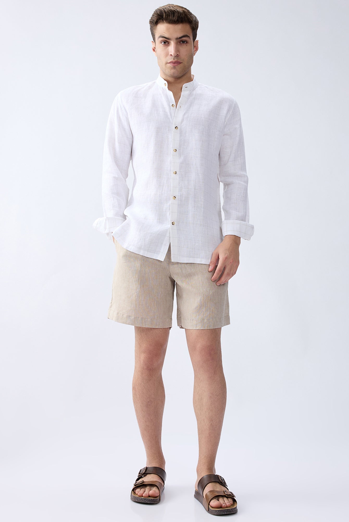 Origin Beige Relaxed 100% Pure Linen Shorts - CiceroniShortsbhrāta