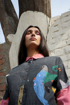 Overlay Shirt In Chetti Black With Clay Pink Colour block - CiceroniWomen ShirtsNIKYTA