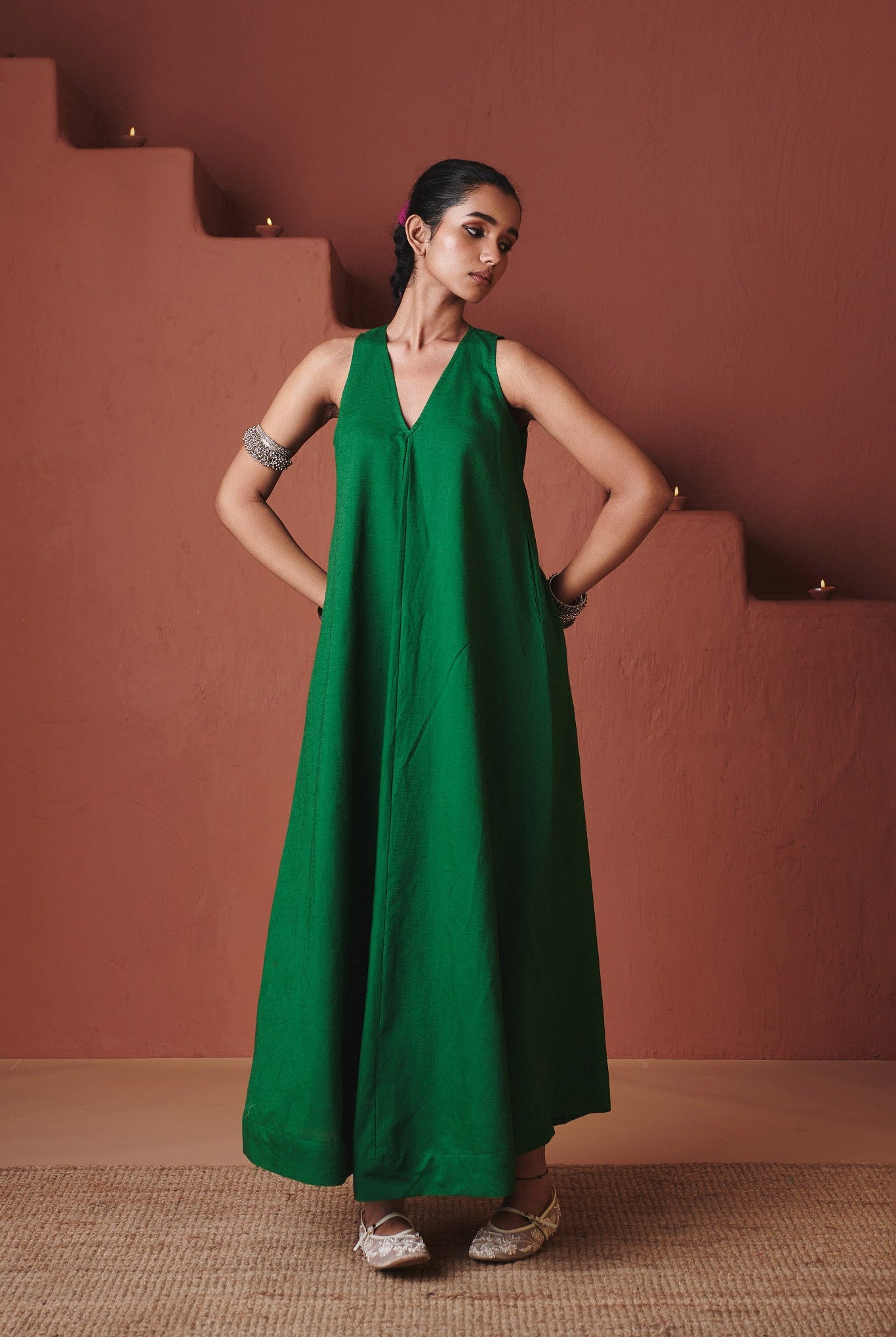 Paan Co - Linen Flared Dress - CiceroniDressesSaphed