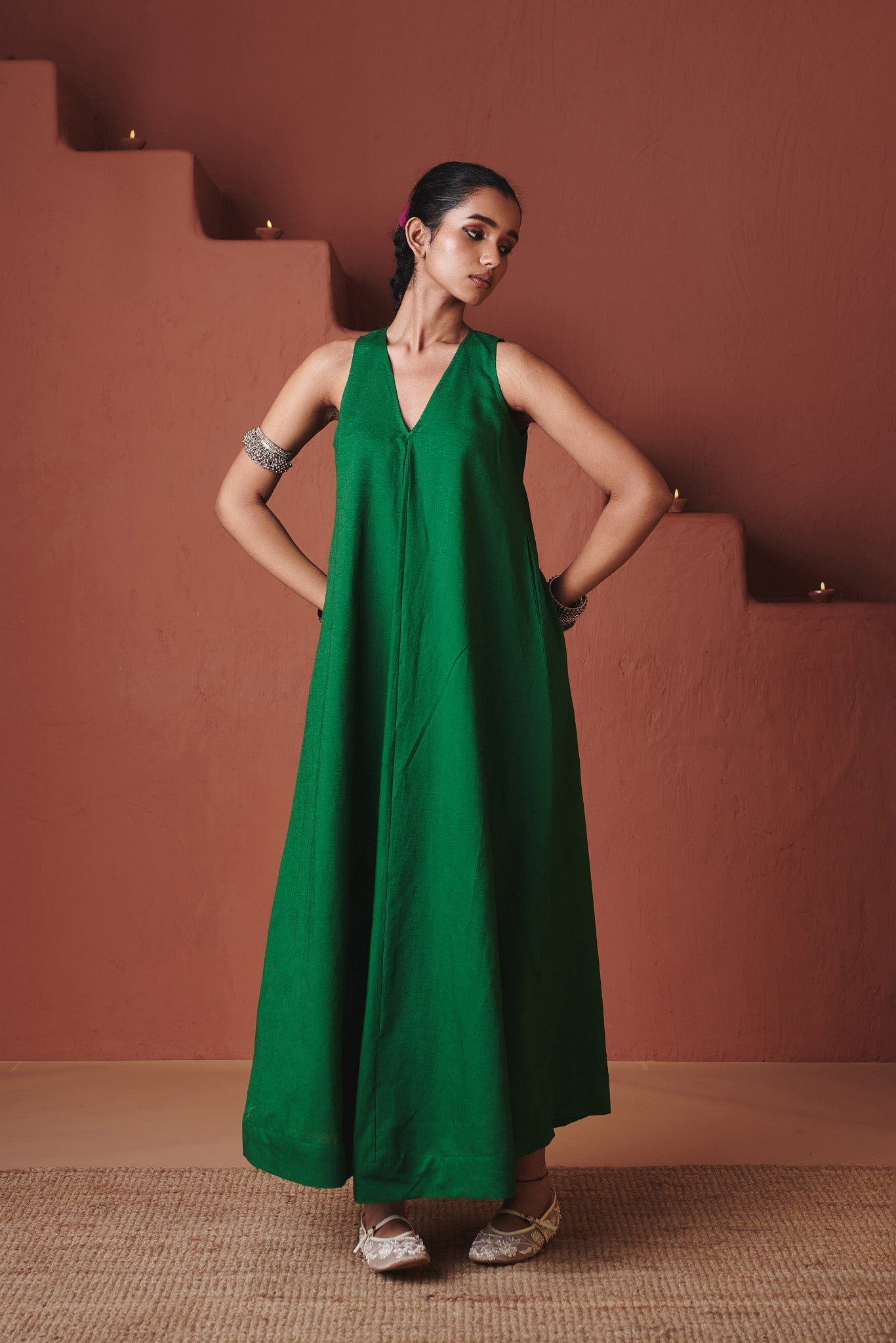 Paan Co - Linen Flared Dress - CiceroniDressesSaphed