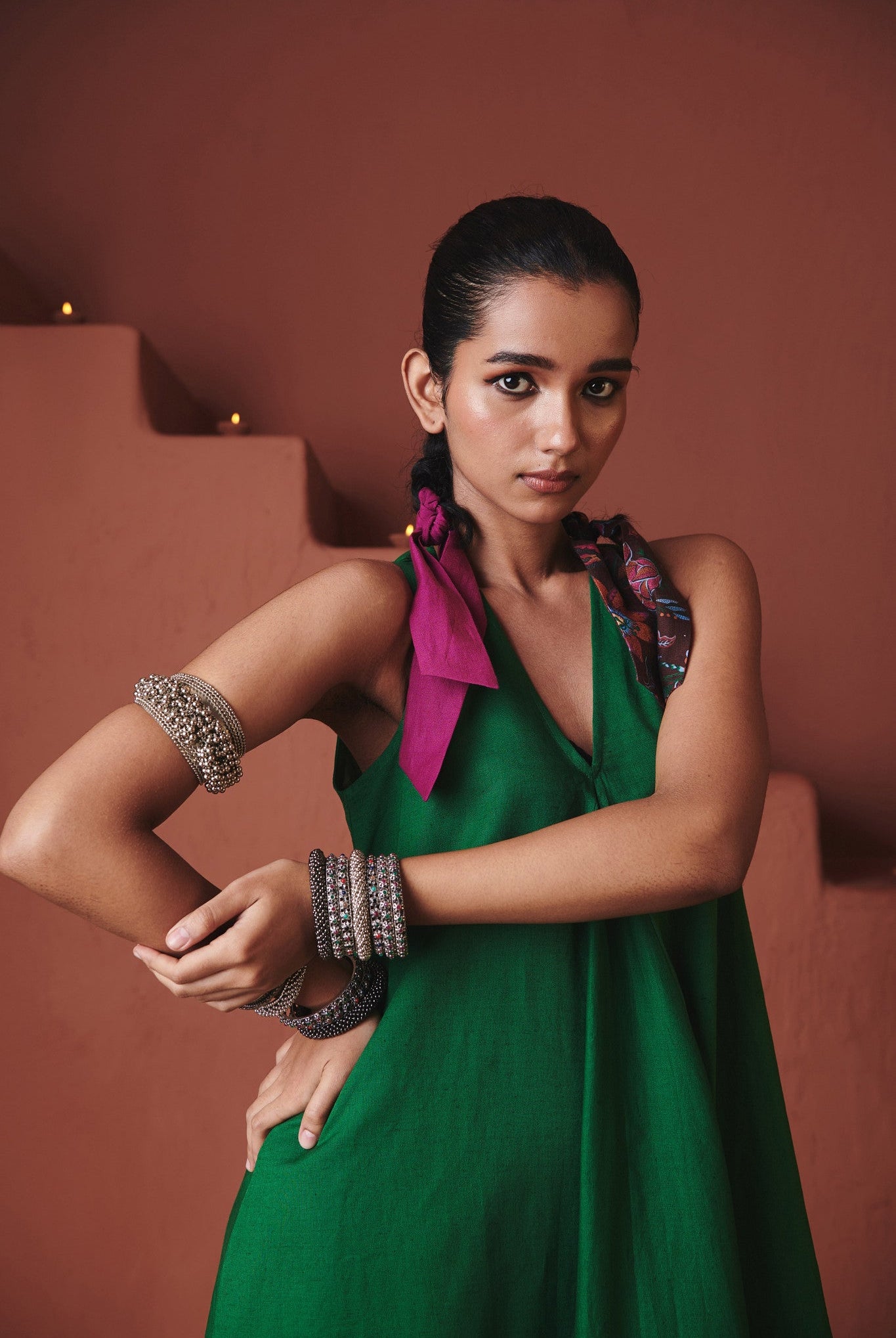 Paan Co - Linen Flared Dress - CiceroniDressesSaphed