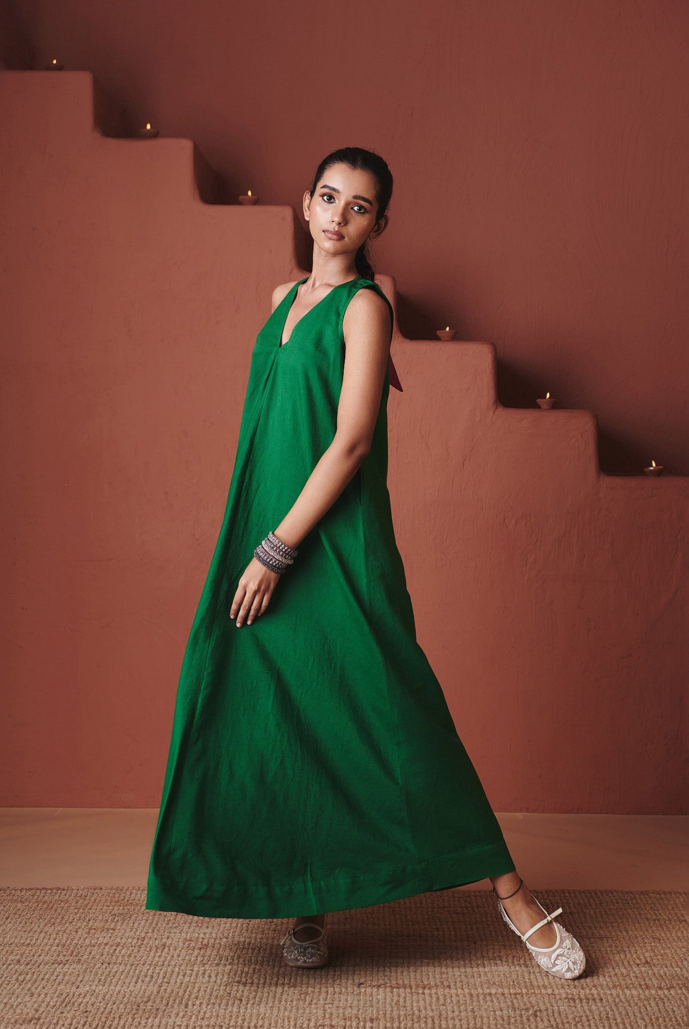 Paan Co - Linen Flared Dress - CiceroniDressesSaphed