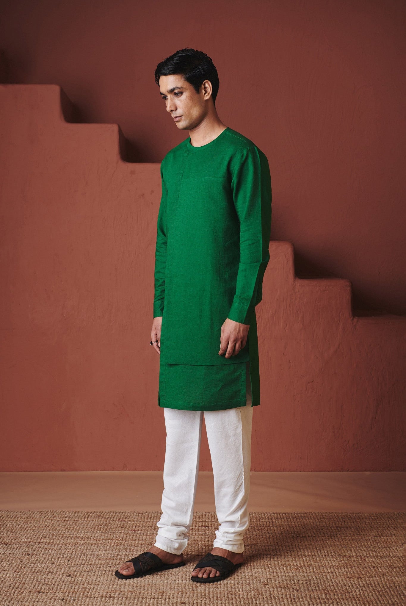 Paan Co - Linen Men's Side Panel Kurta - CiceroniKurtaSaphed