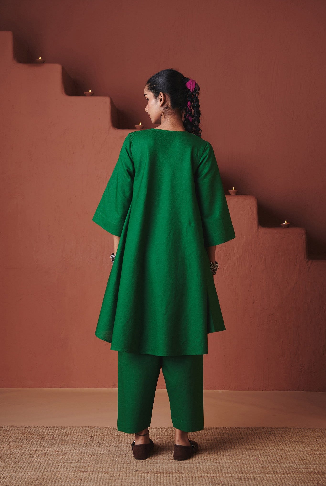 Paan Co - Linen Pheran Kurta Set - CiceroniWomen PantsSaphed