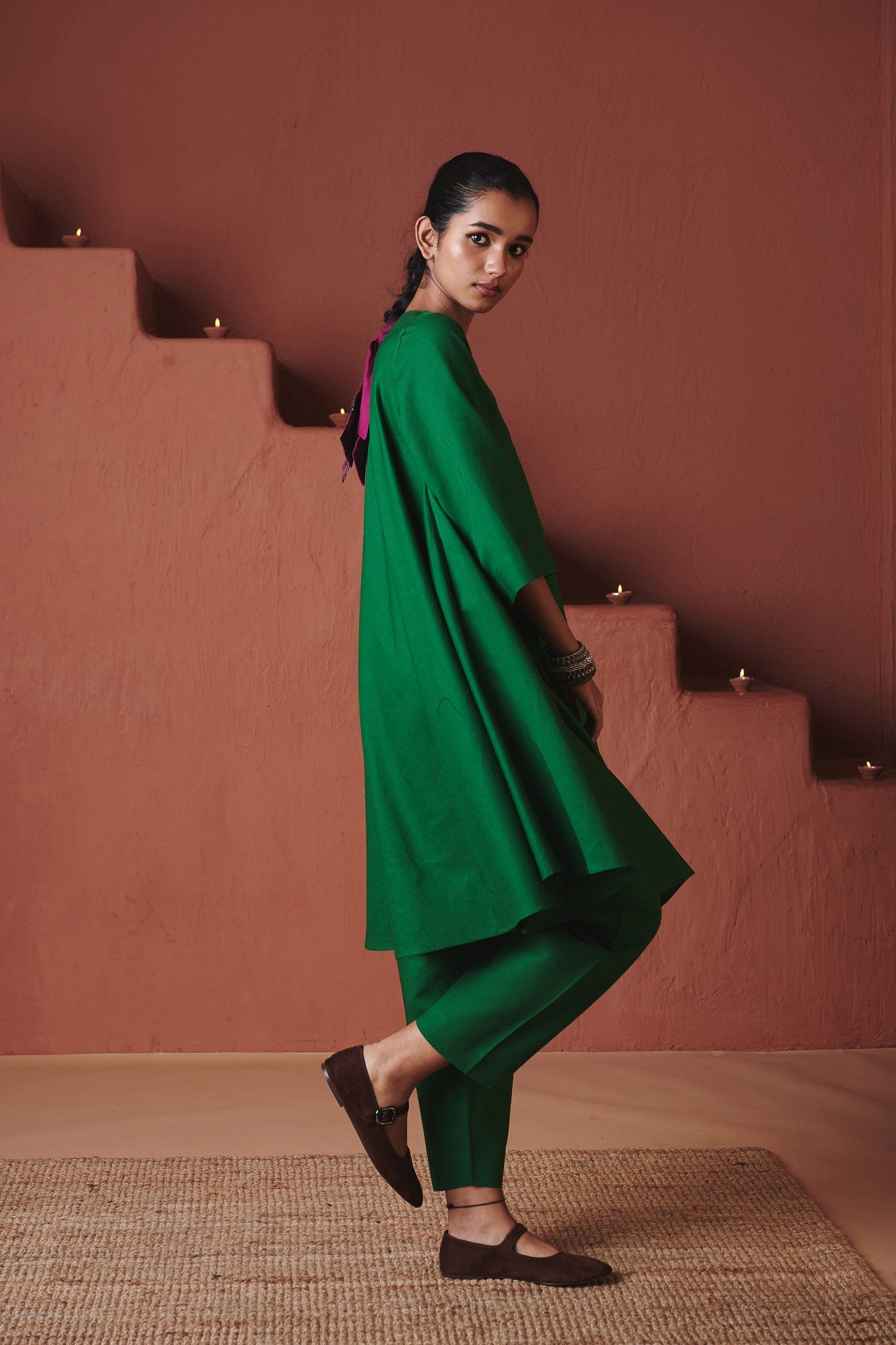 Paan Co - Linen Pheran Kurta Set - CiceroniWomen PantsSaphed