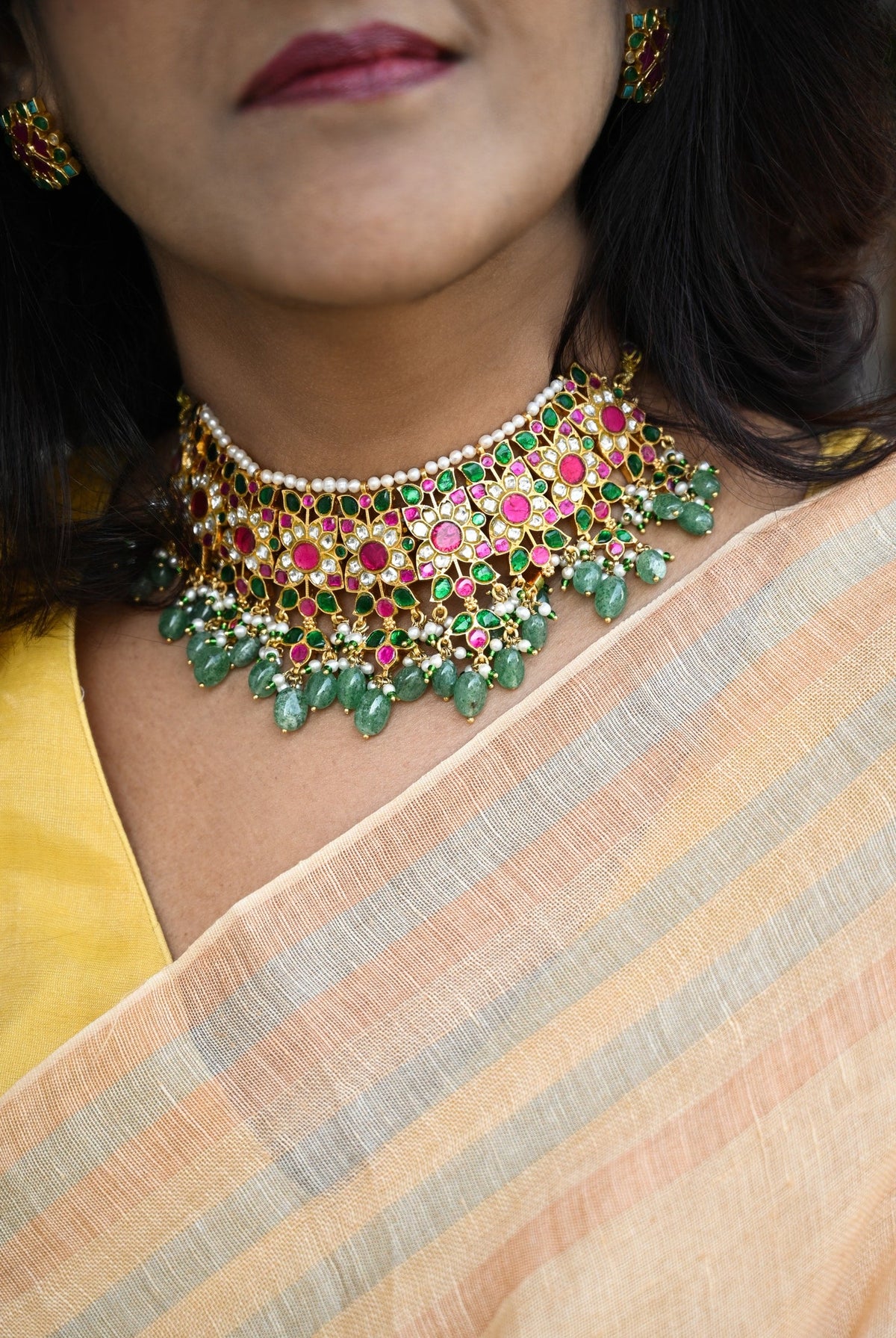 Pallu — Surajmukh Ombre Handwoven Linen Saree - CiceroniSareePallu