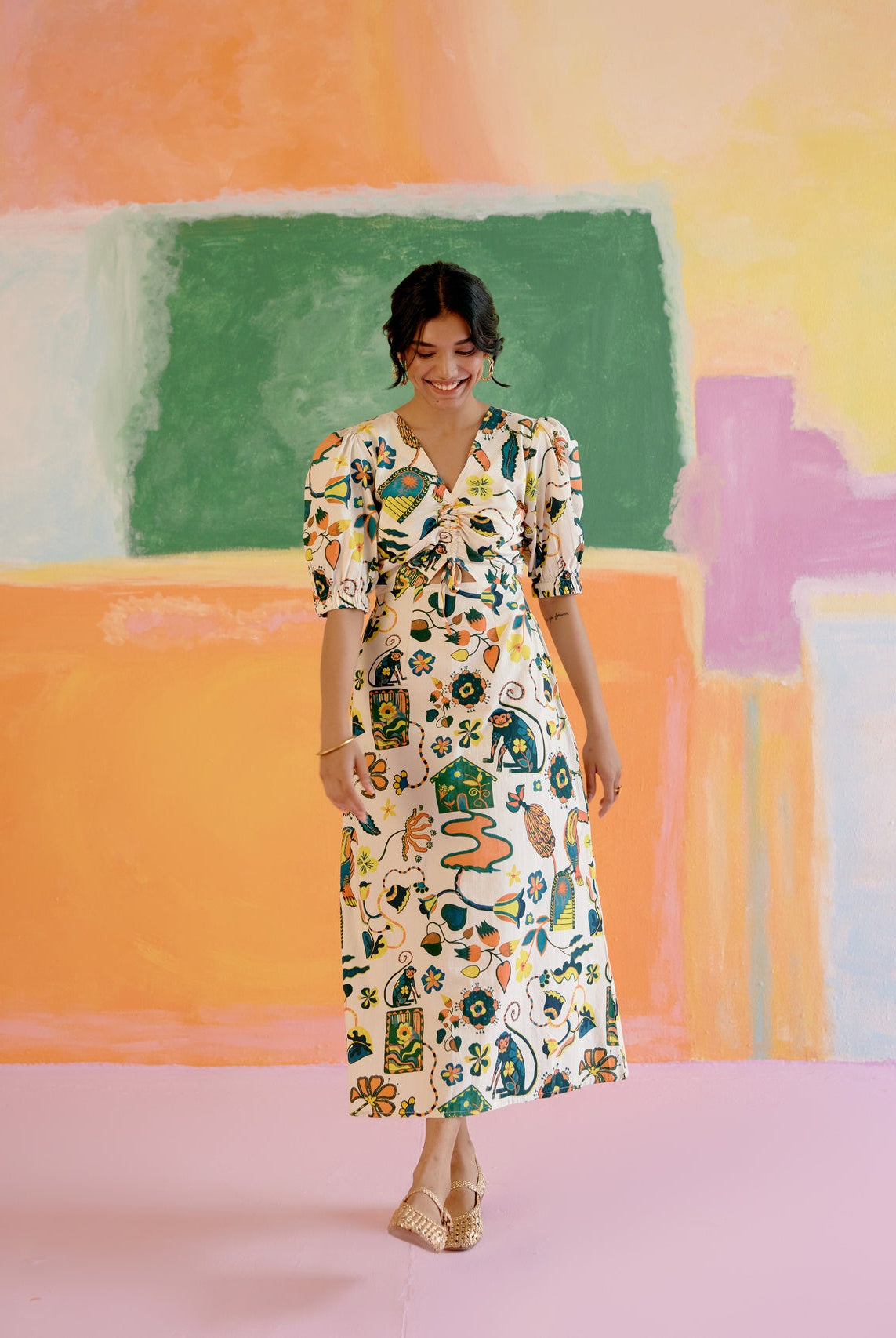 Paloma Midi Dress in Kakapo Print - CiceroniDressesHappi Space
