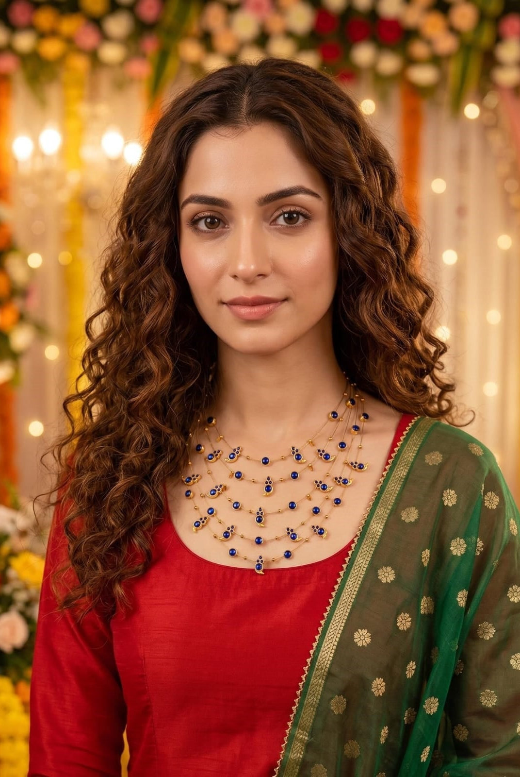 Panchmala-5 Layered Blue Kemp Maanga Necklace - CiceroniNecklace SetAarika