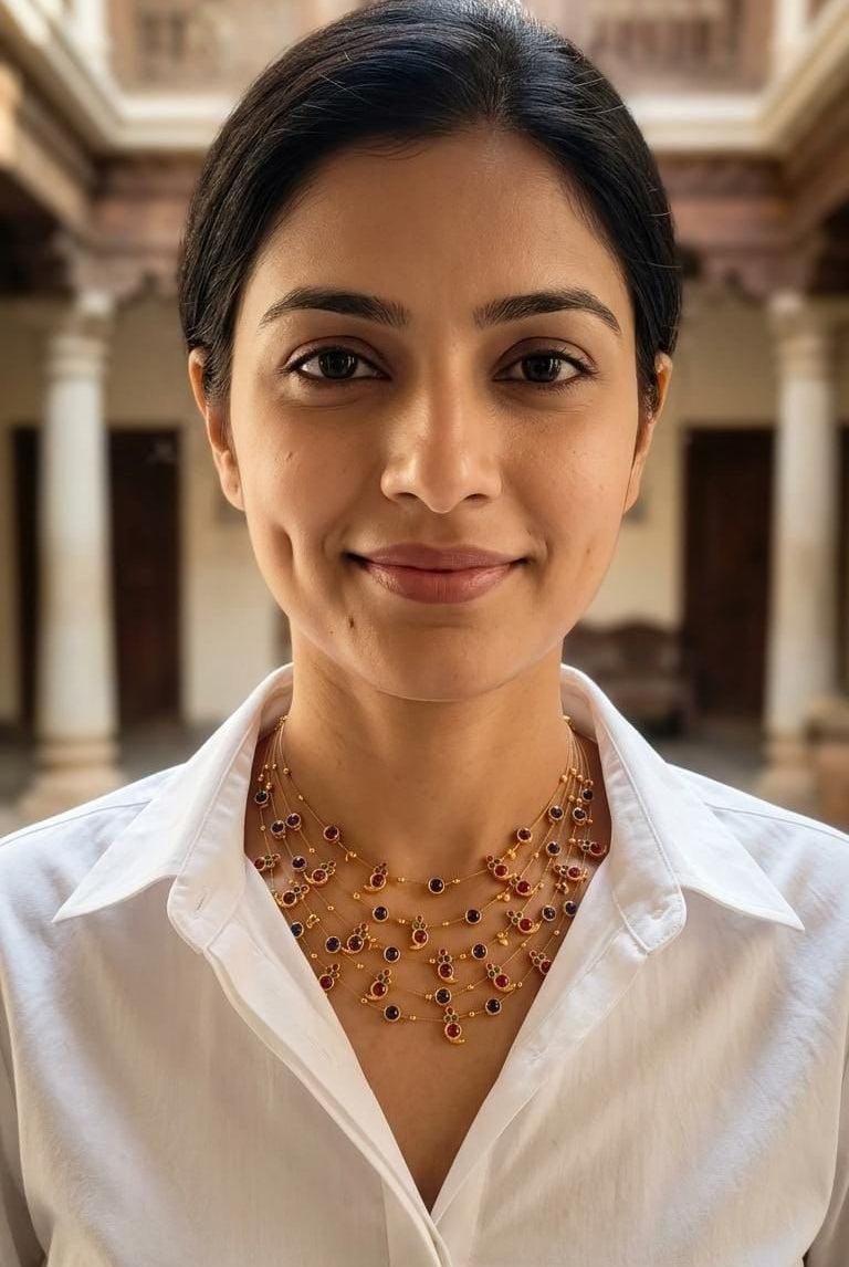 Panchmala-5 Layered Red Kemp Maanga and Blue Stone Necklace - CiceroniNecklace SetAarika