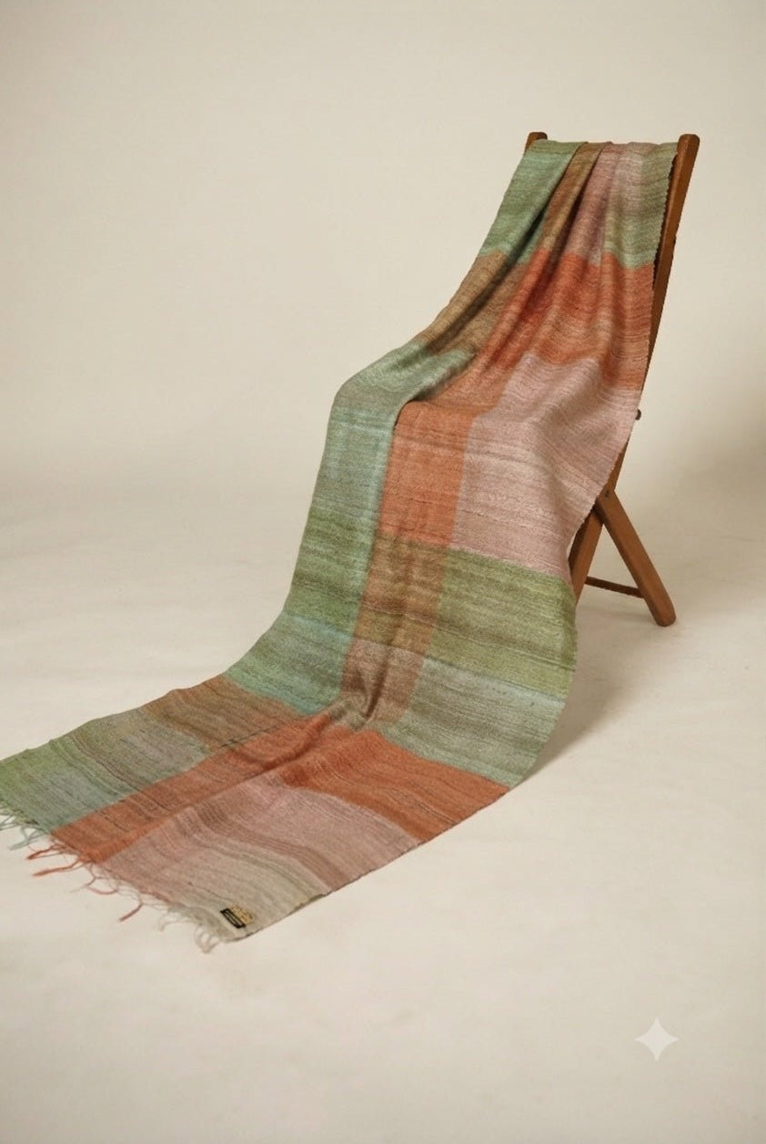 Pastel Peach Checks Peace Silk Scarf for Men - CiceroniScarfAeshaane