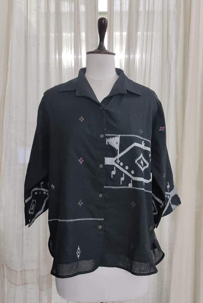 Patch Shirt - Black Border Jamdani - CiceroniWomen ShirtsBhomra