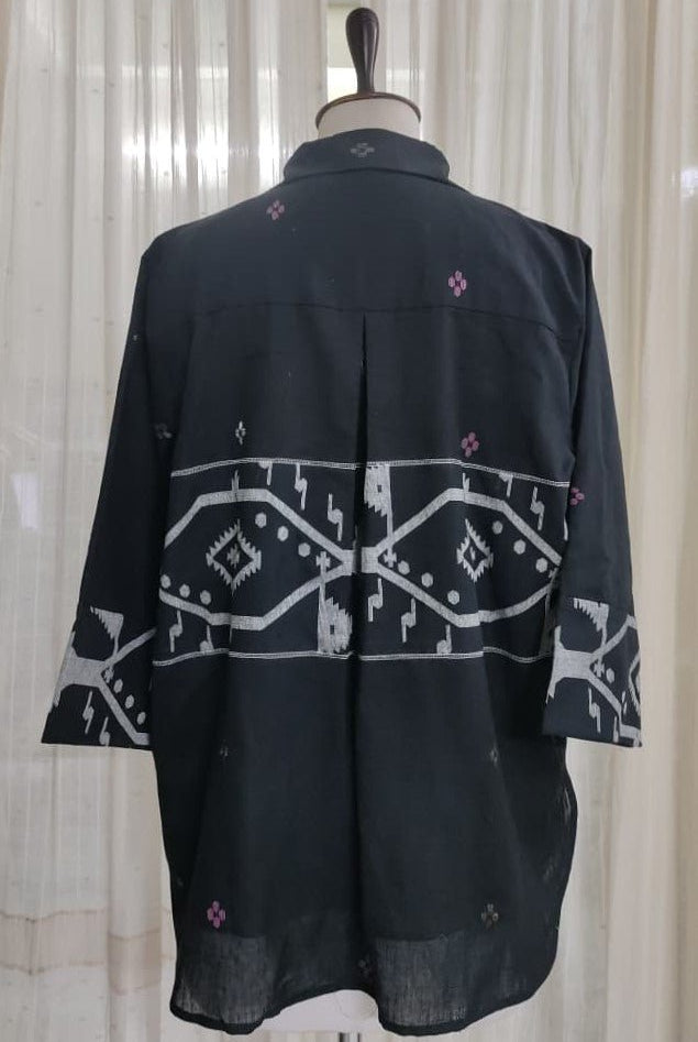 Patch Shirt - Black Border Jamdani - CiceroniWomen ShirtsBhomra