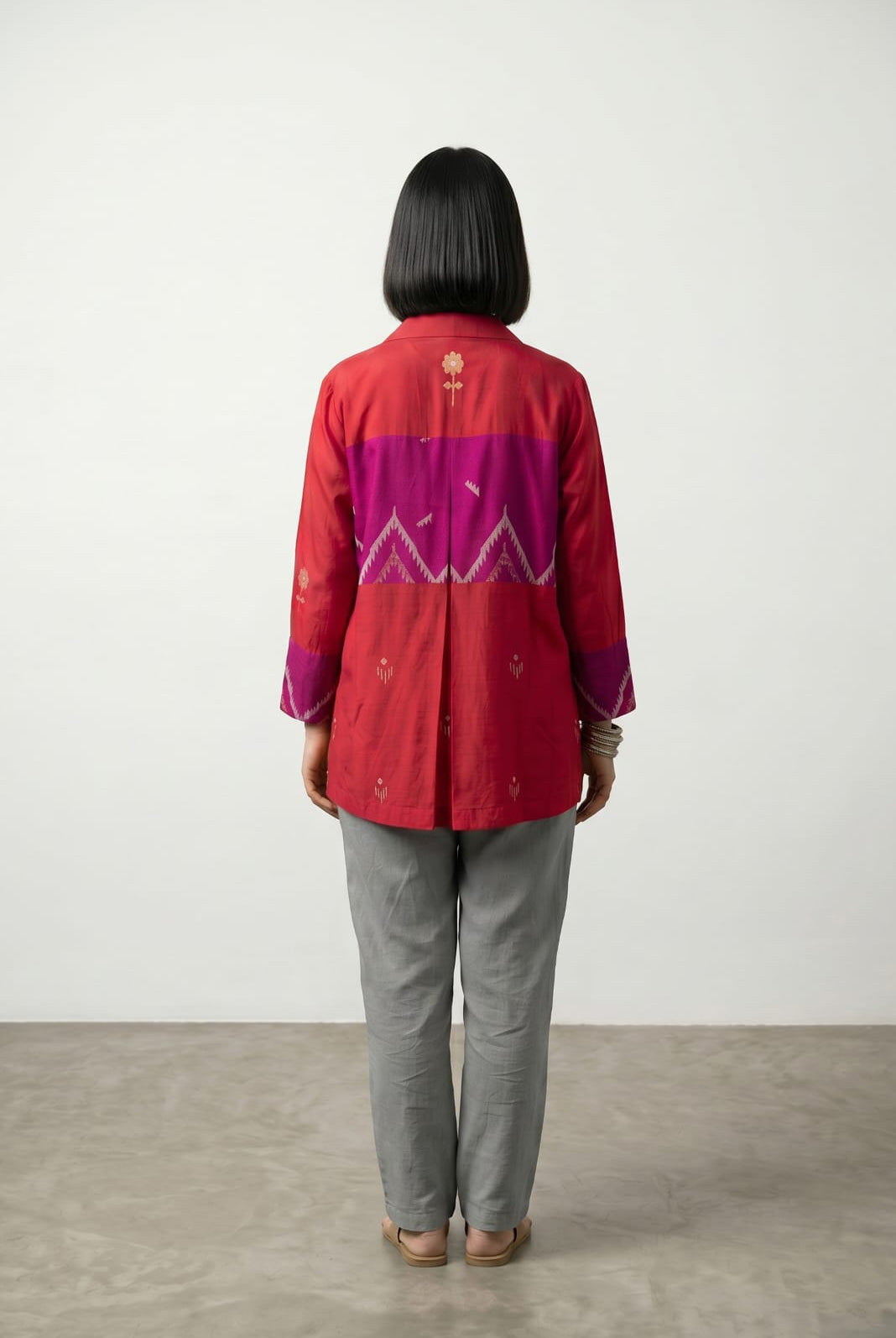 Patch Shirt – Red B F Zari Jamdani - CiceroniWomen ShirtsBhomra