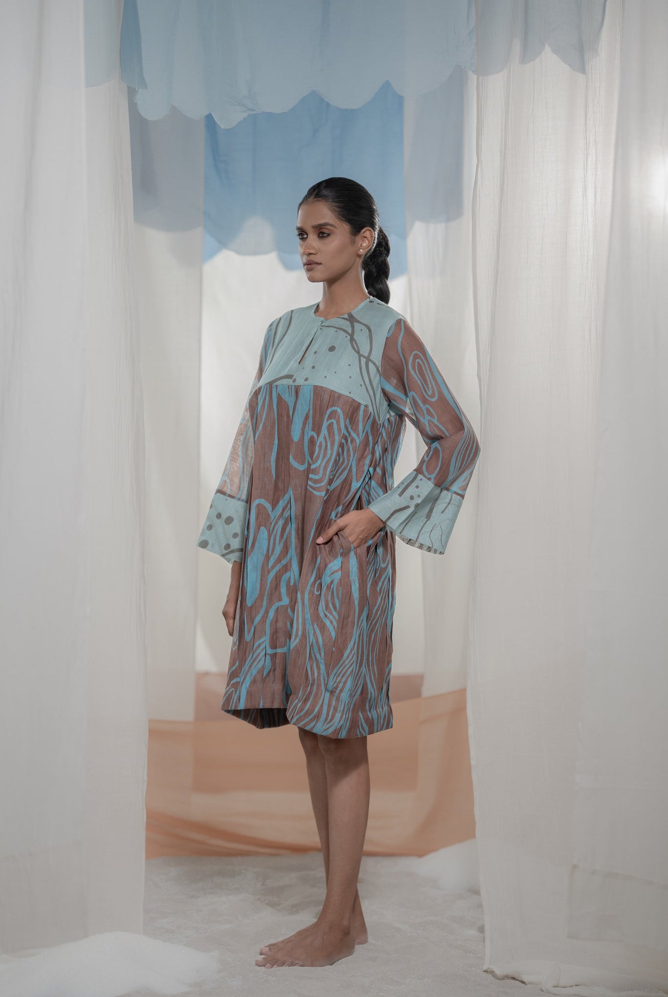 Pathway Box Pleat Tunic - CiceroniTunicsAmoda - Essence Of India
