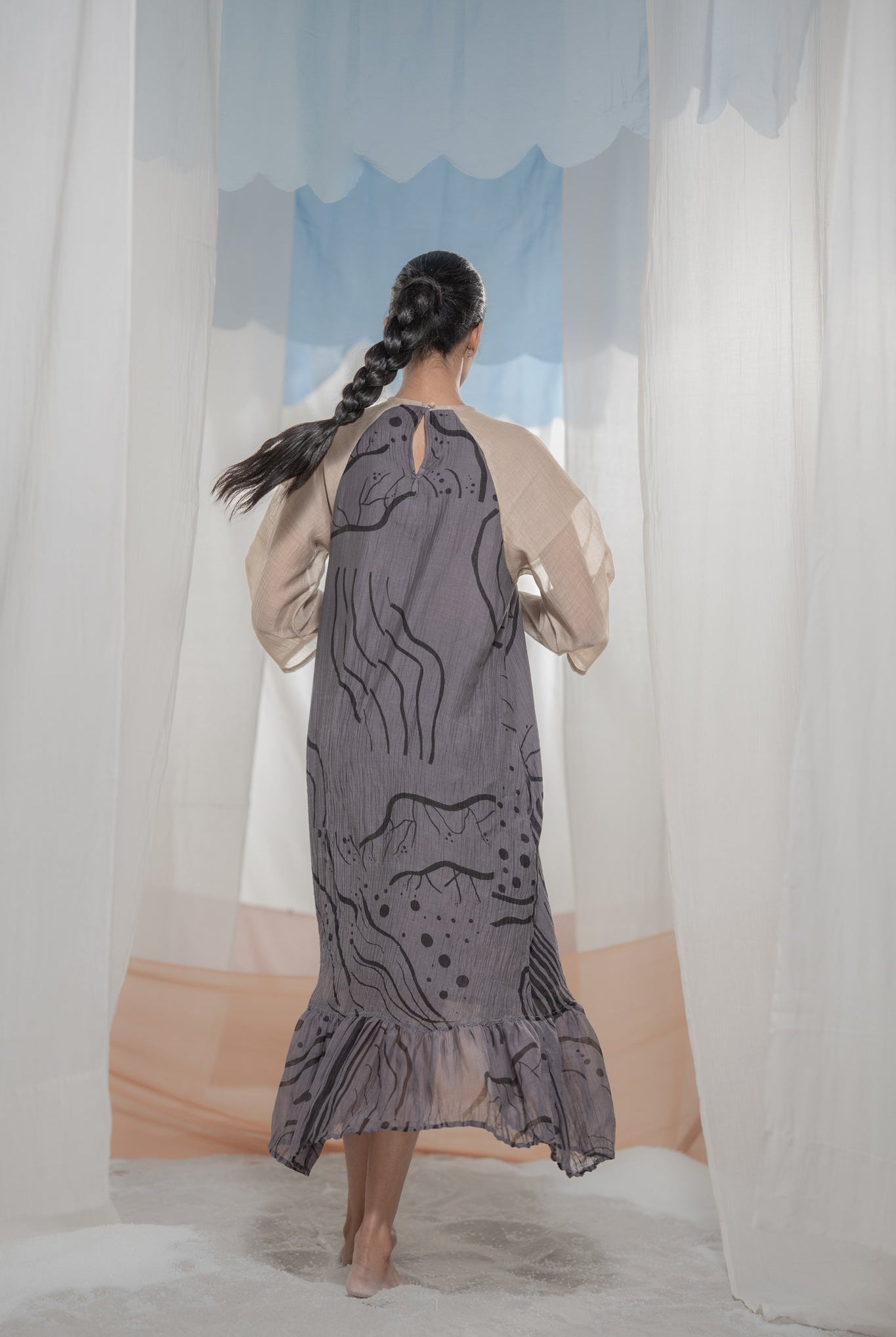 Pathway Flounce Dress - CiceroniDressesAmoda - Essence Of India
