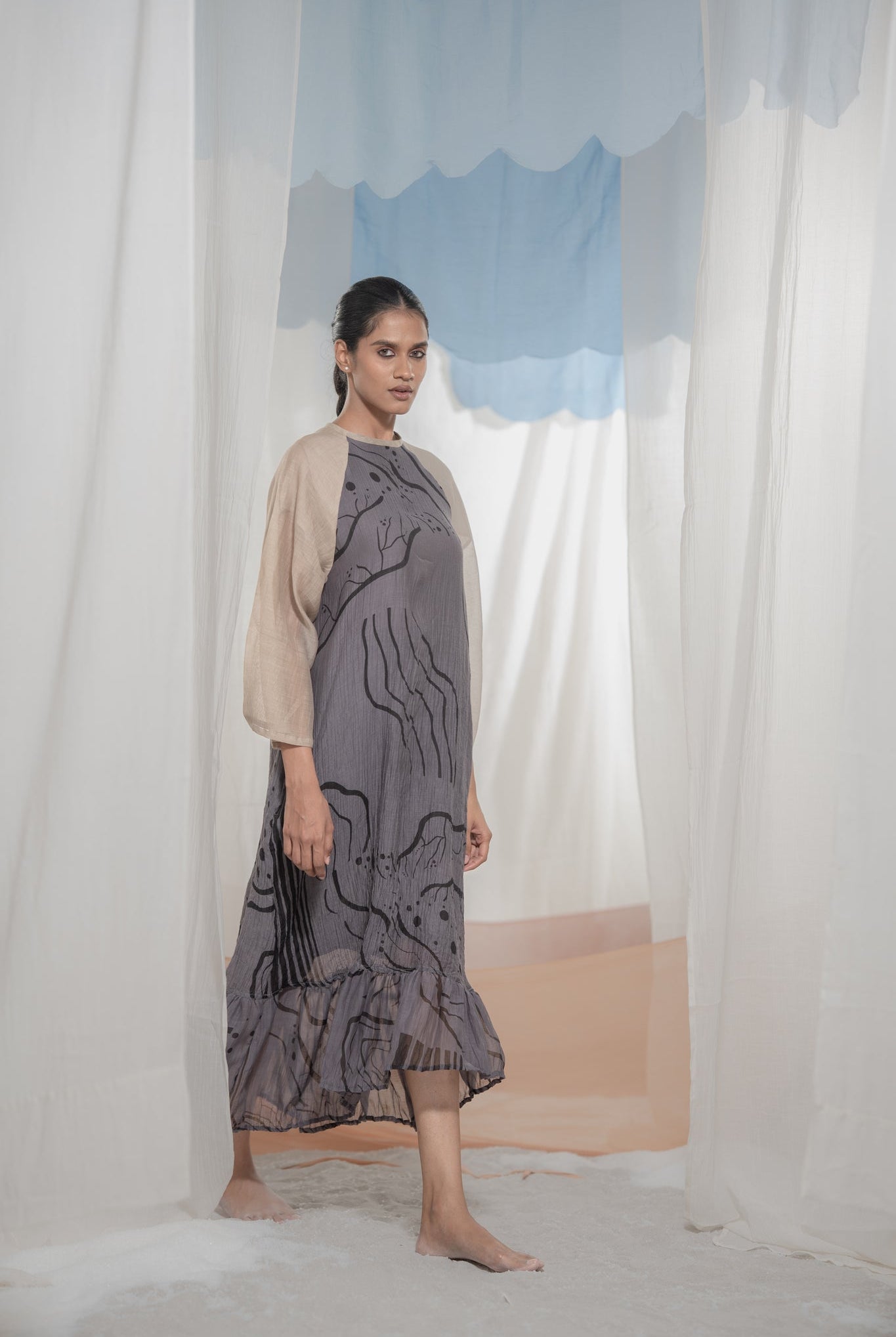 Pathway Flounce Dress - CiceroniDressesAmoda - Essence Of India
