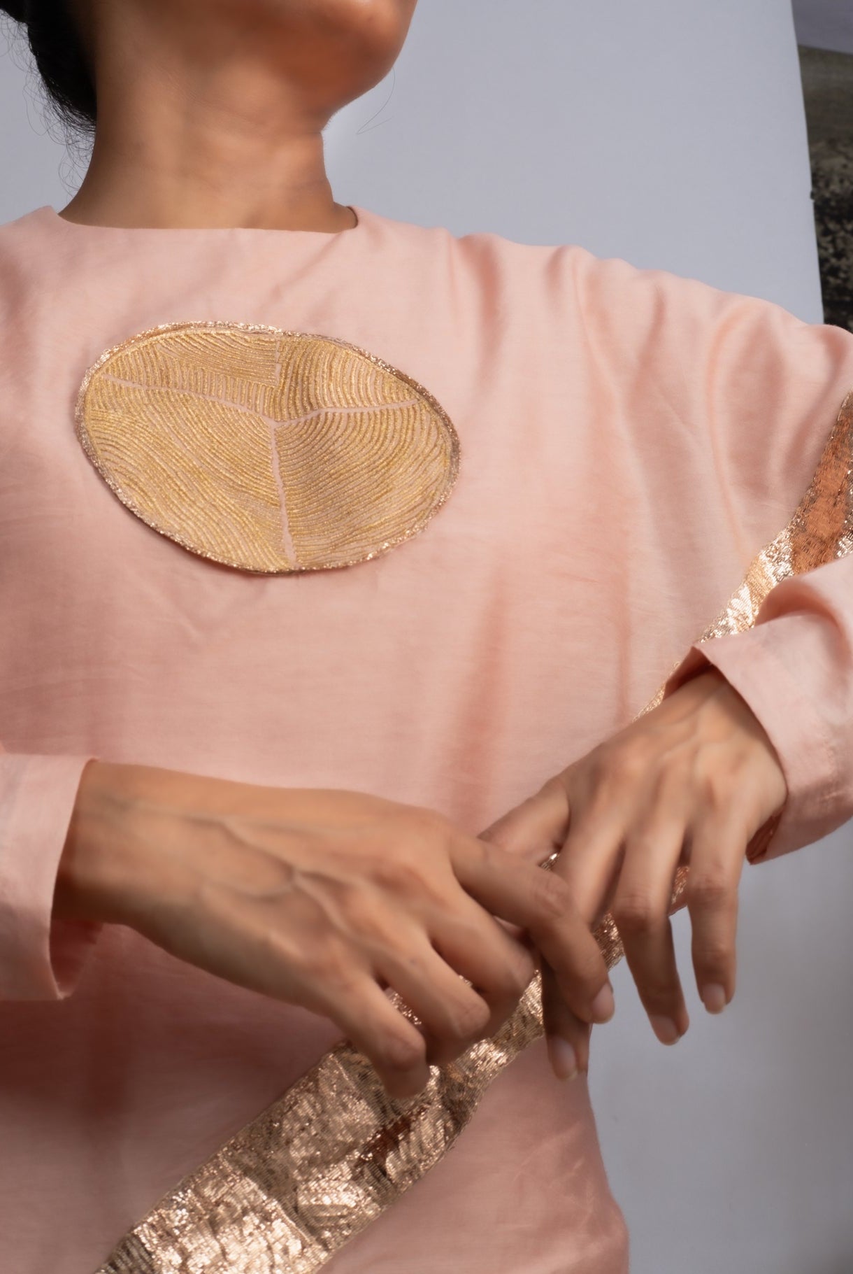 Peach Handloom Drape Dress - CiceroniDressesOtouto