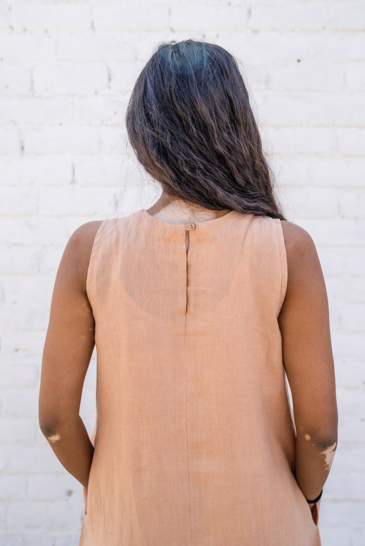 Peach Linen Dress - CiceroniDresseswith N.