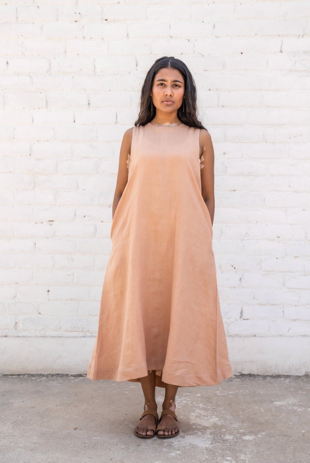 Peach Linen Dress - CiceroniDresseswith N.
