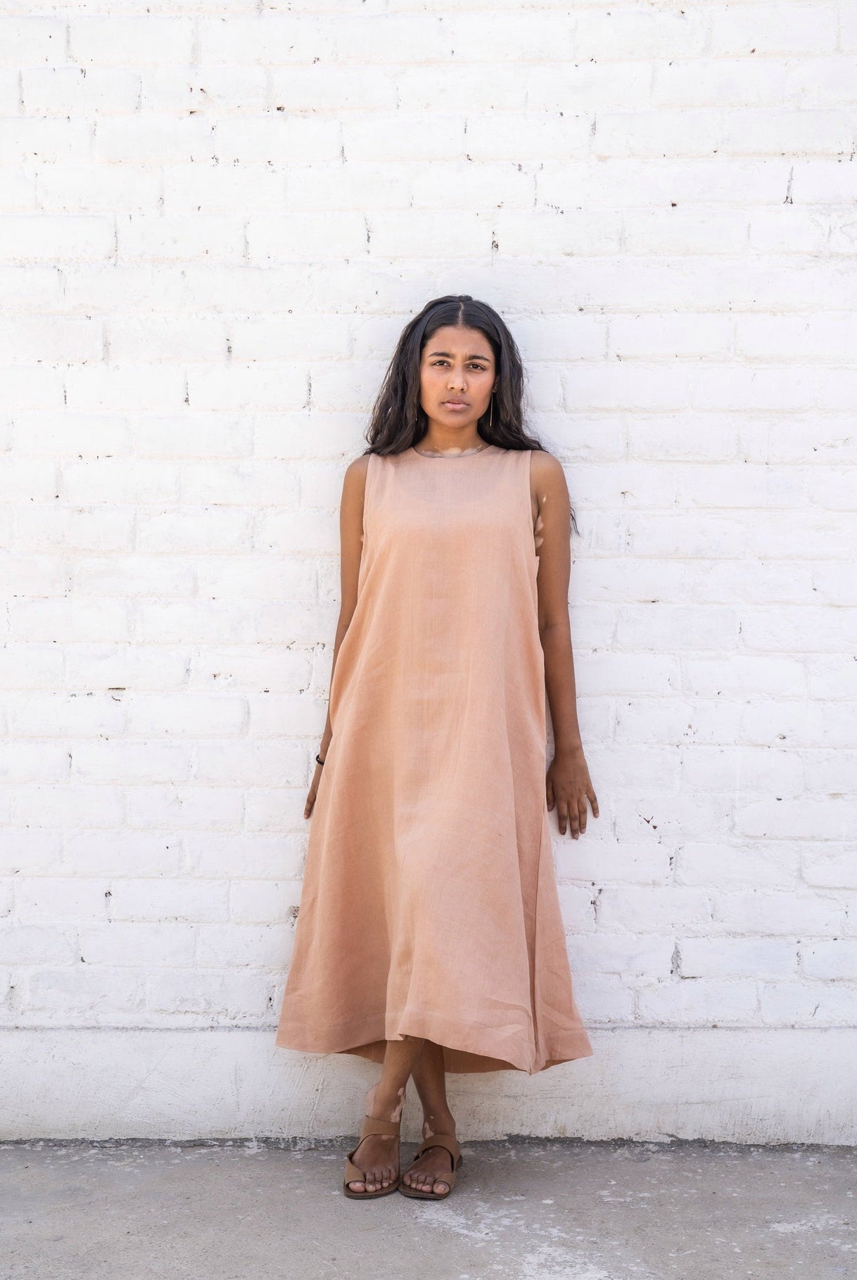 Peach Linen Dress - CiceroniDresseswith N.