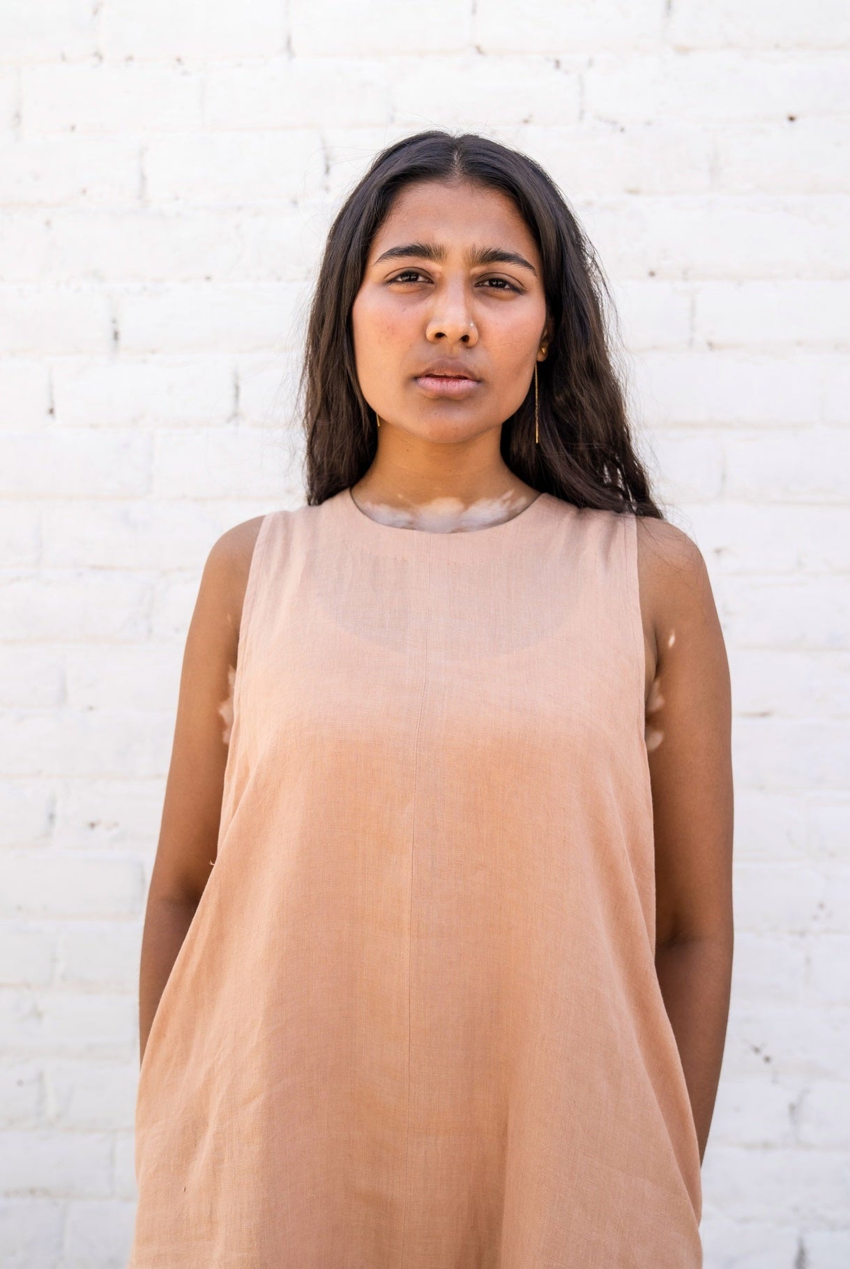 Peach Linen Dress - CiceroniDresseswith N.