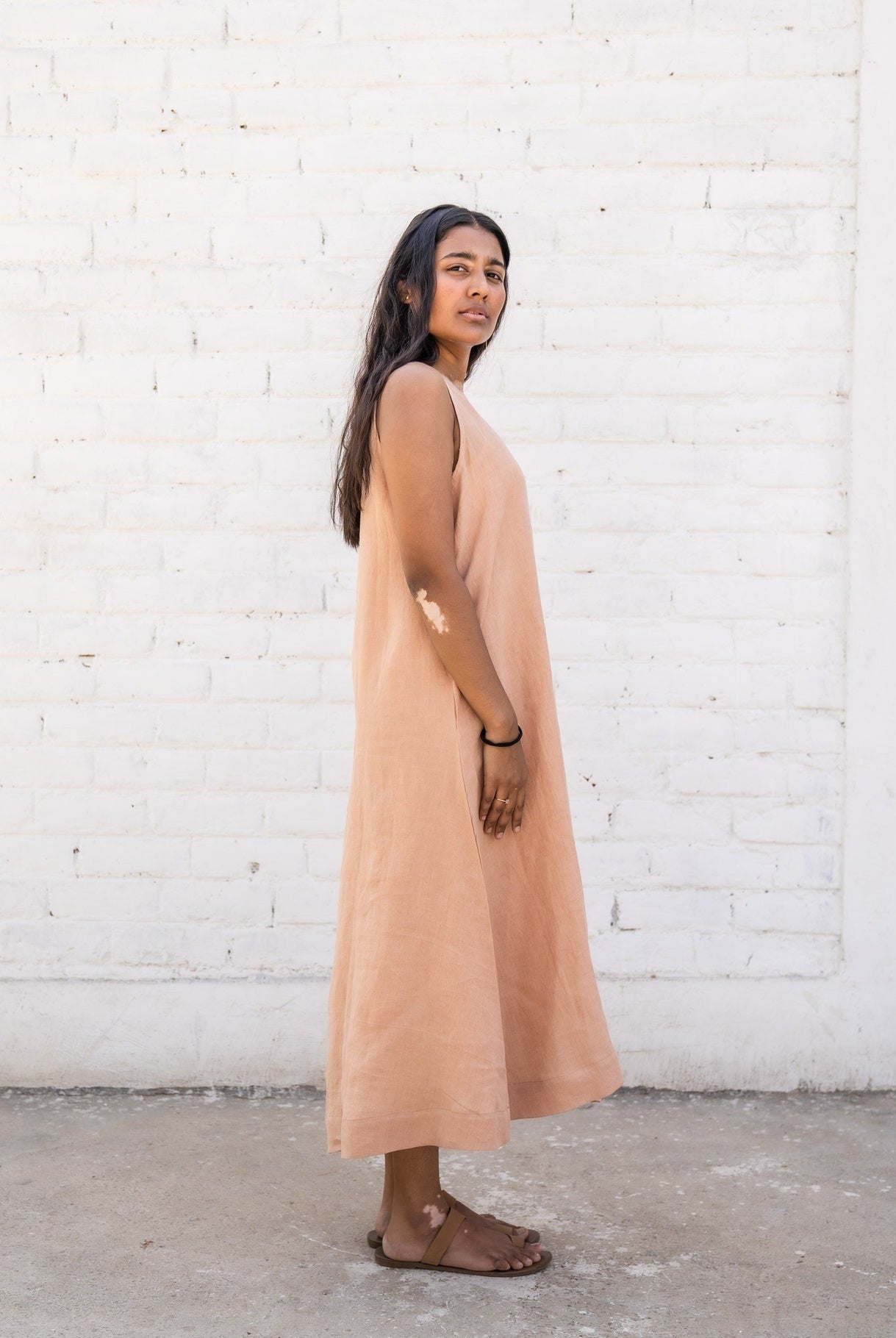 Peach Linen Dress - CiceroniDresseswith N.