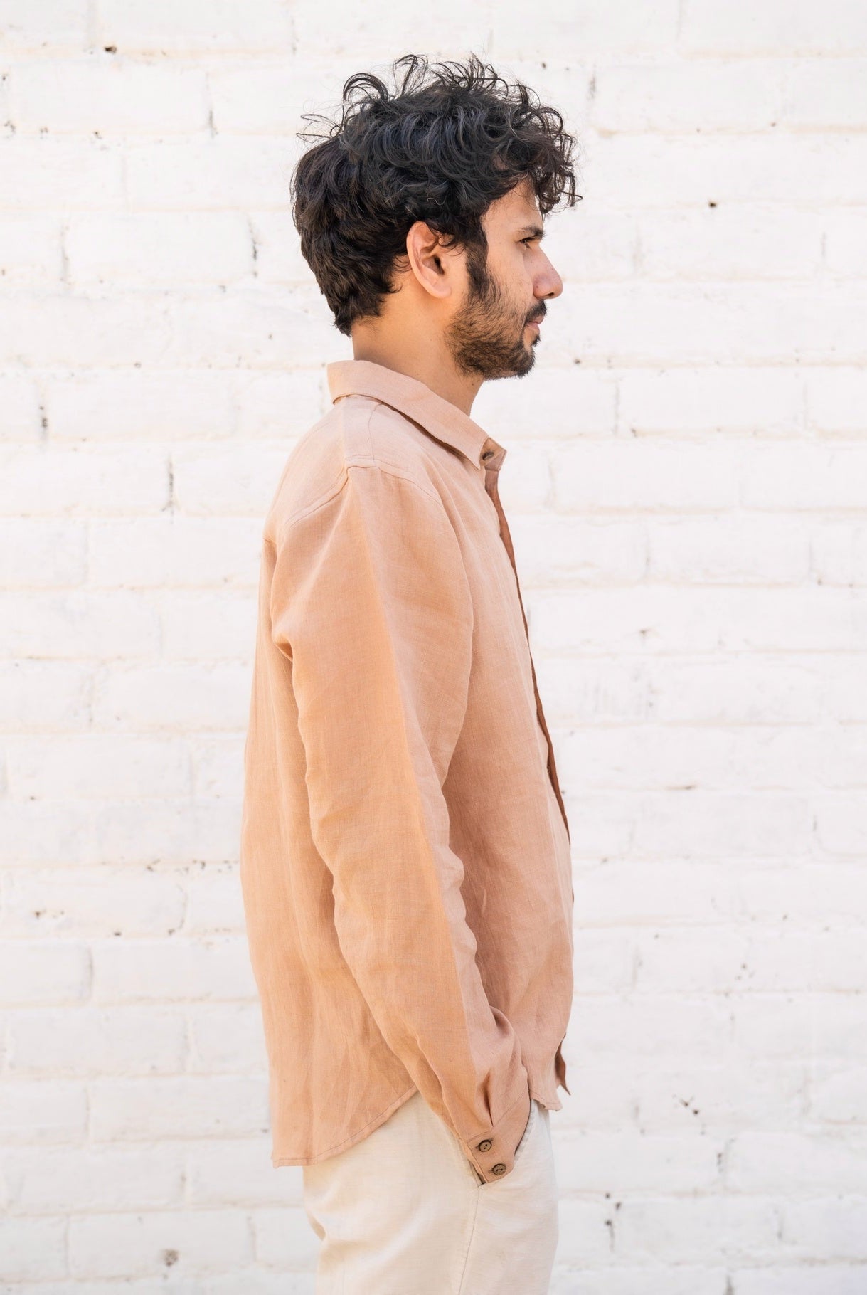 Peach Linen Shirt - CiceroniMen Shirtswith N.
