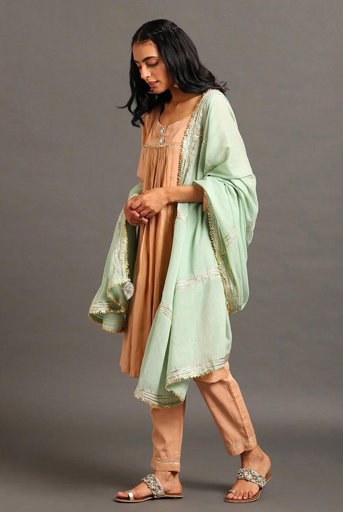 Peach Suhani Kurta Set - CiceroniKurta Set, Festive WearOmaana