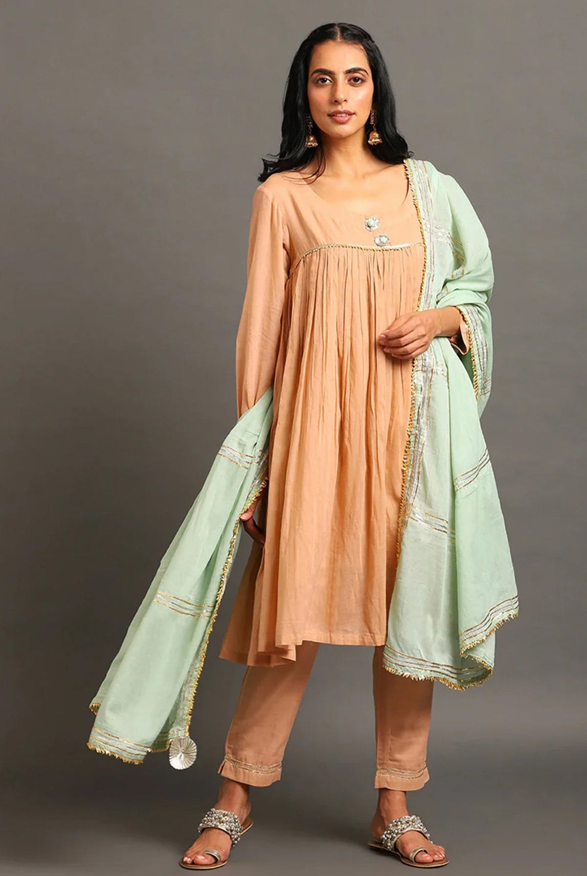 Peach Suhani Kurta Set - CiceroniKurta Set, Festive WearOmaana