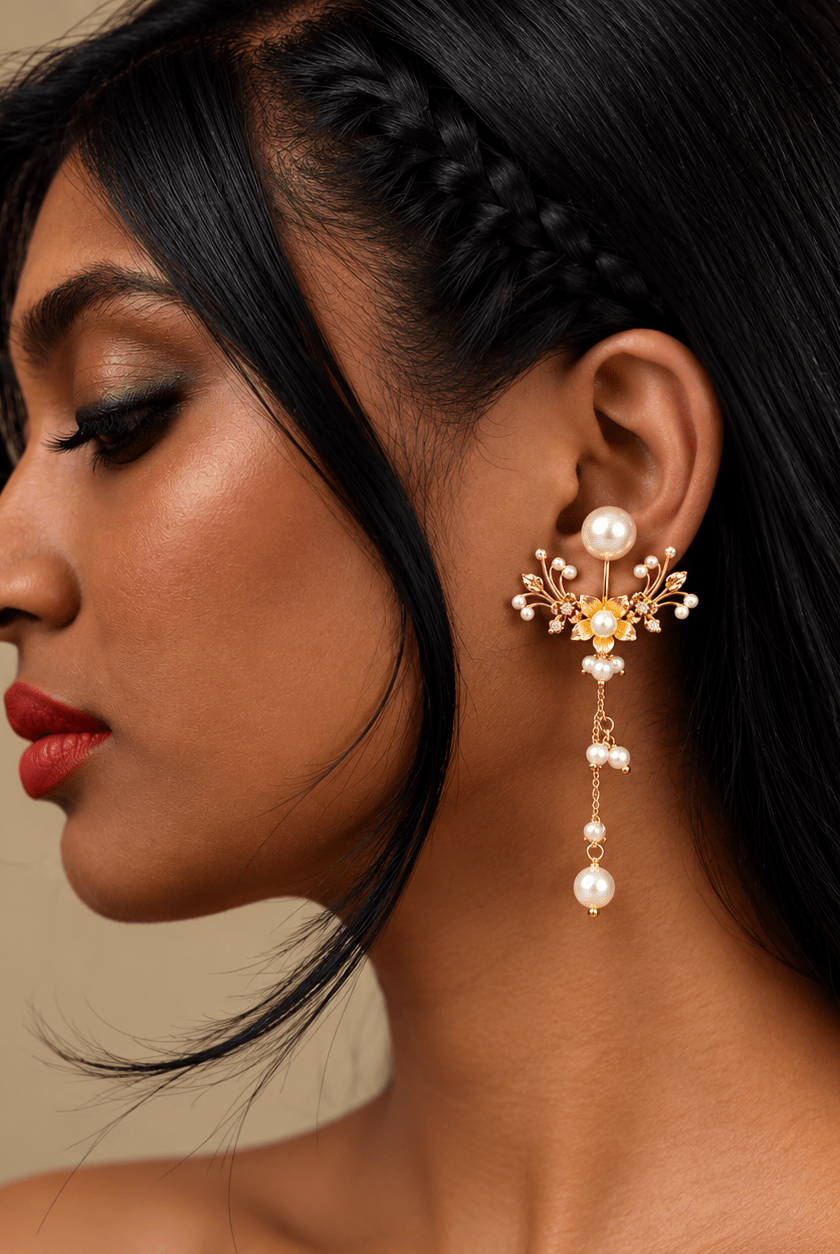 Pearl Blossom Cascade Ear Jacket - CiceroniEarringKalon Art Jewellery