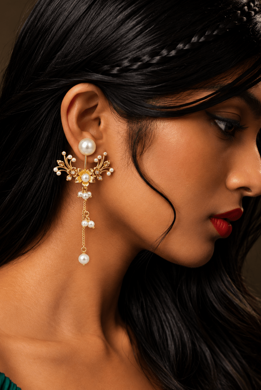 Pearl Blossom Cascade Ear Jacket - CiceroniEarringKalon Art Jewellery